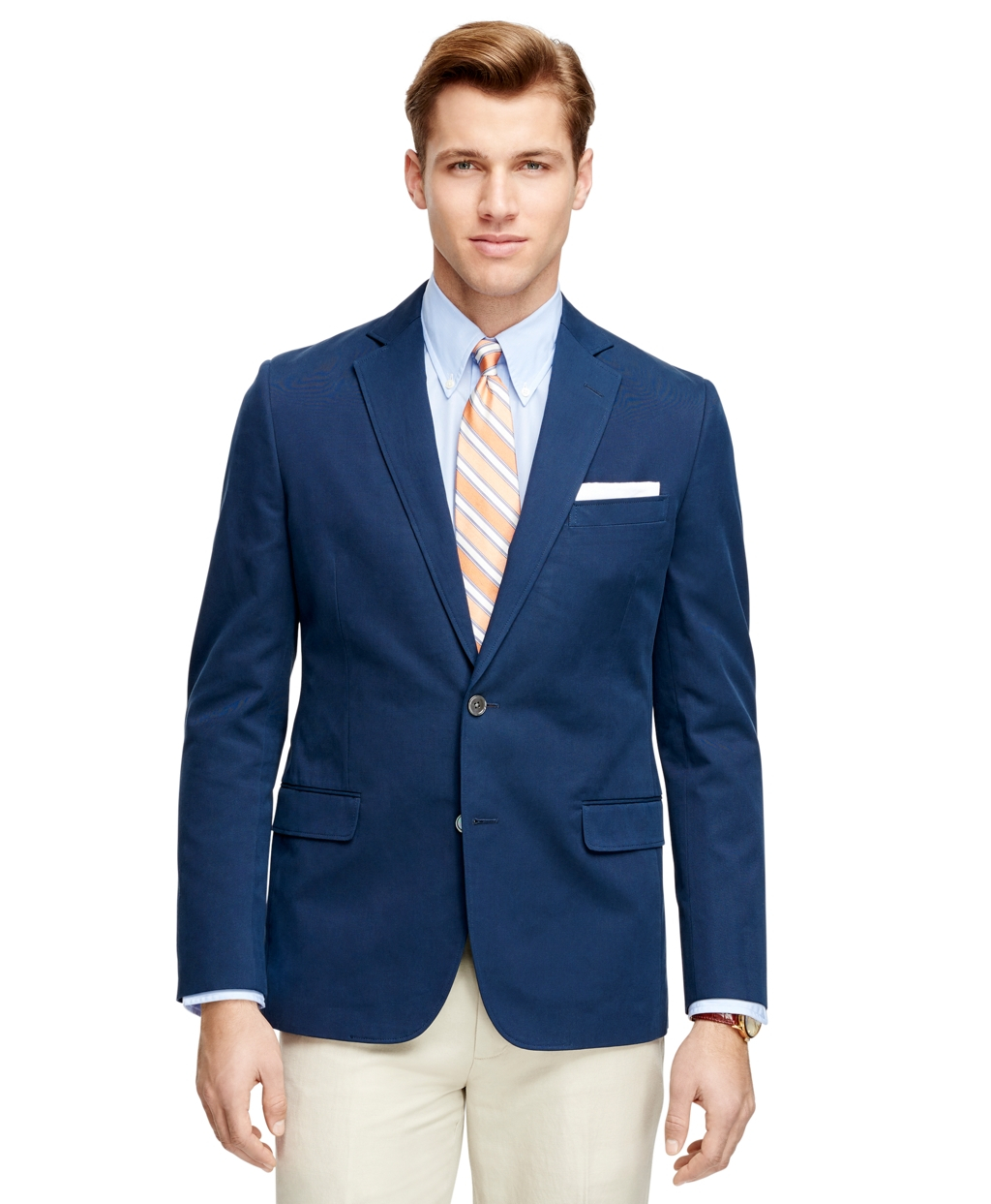 Lyst - Brooks Brothers Fitzgerald Fit Two-button Cotton Blazer in Blue ...