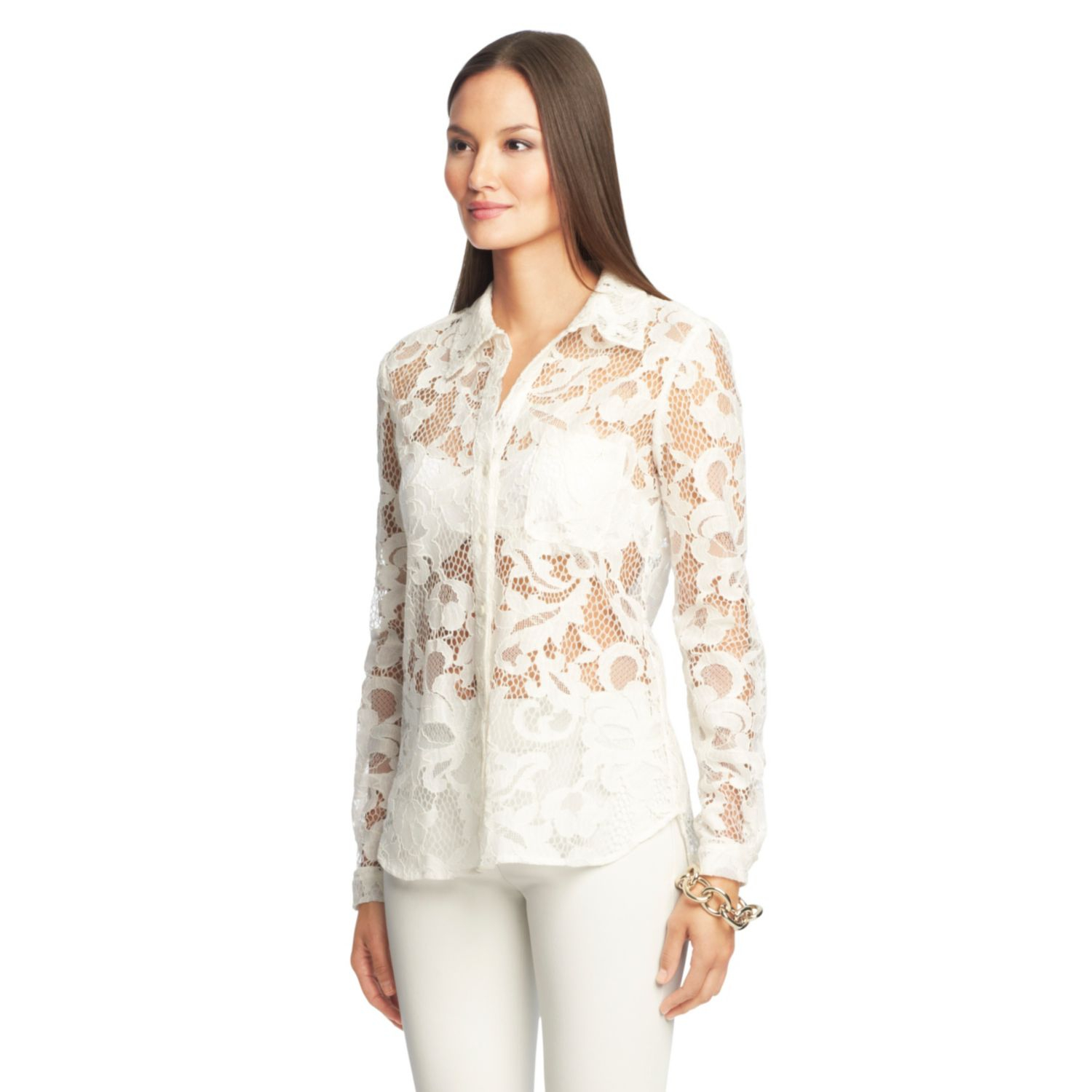 Diane Von Furstenberg Lorelei Two Lace Blouse in White | Lyst