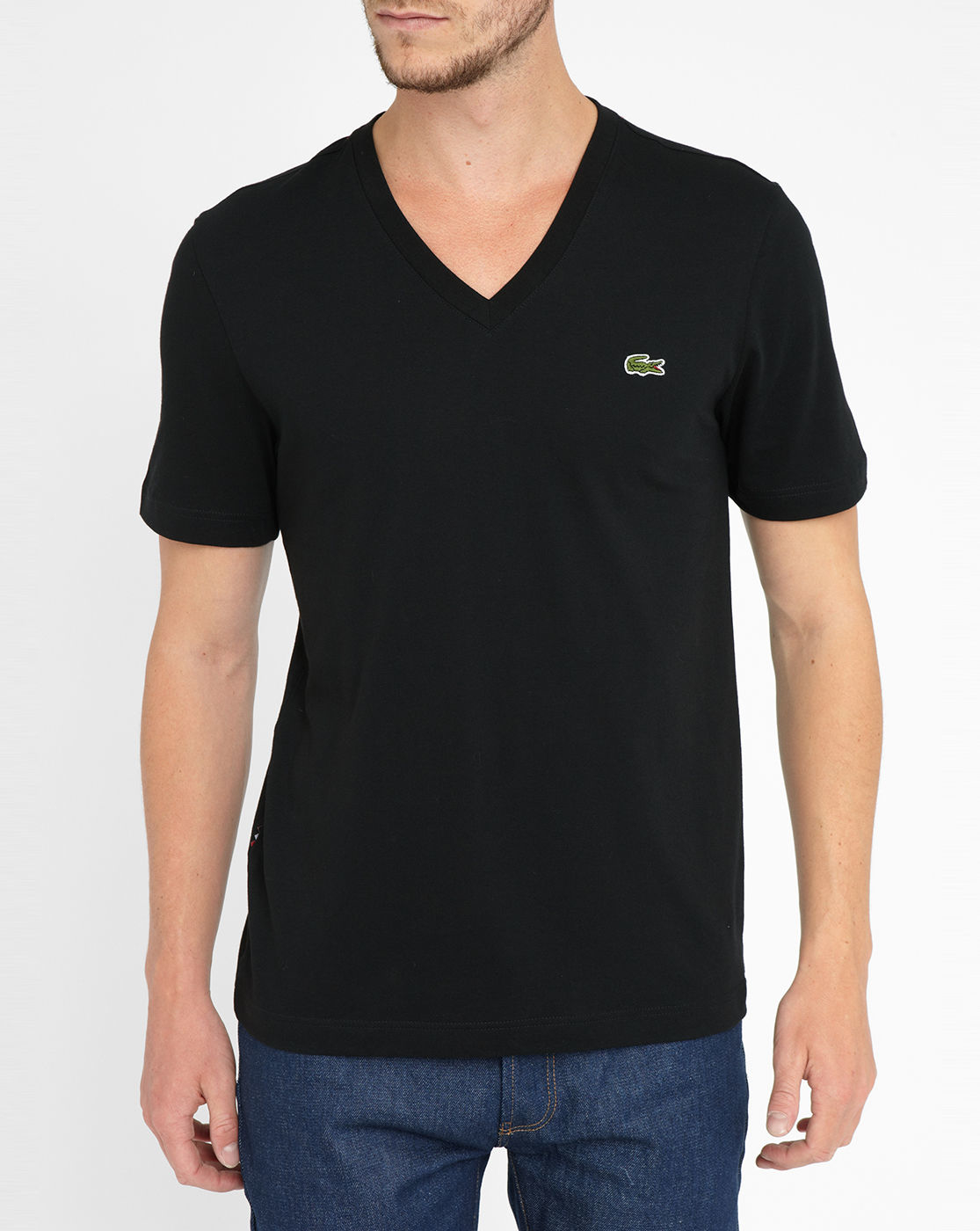 Lacoste l!ive Black Croc Logo V-neck T-shirt in Black for Men | Lyst