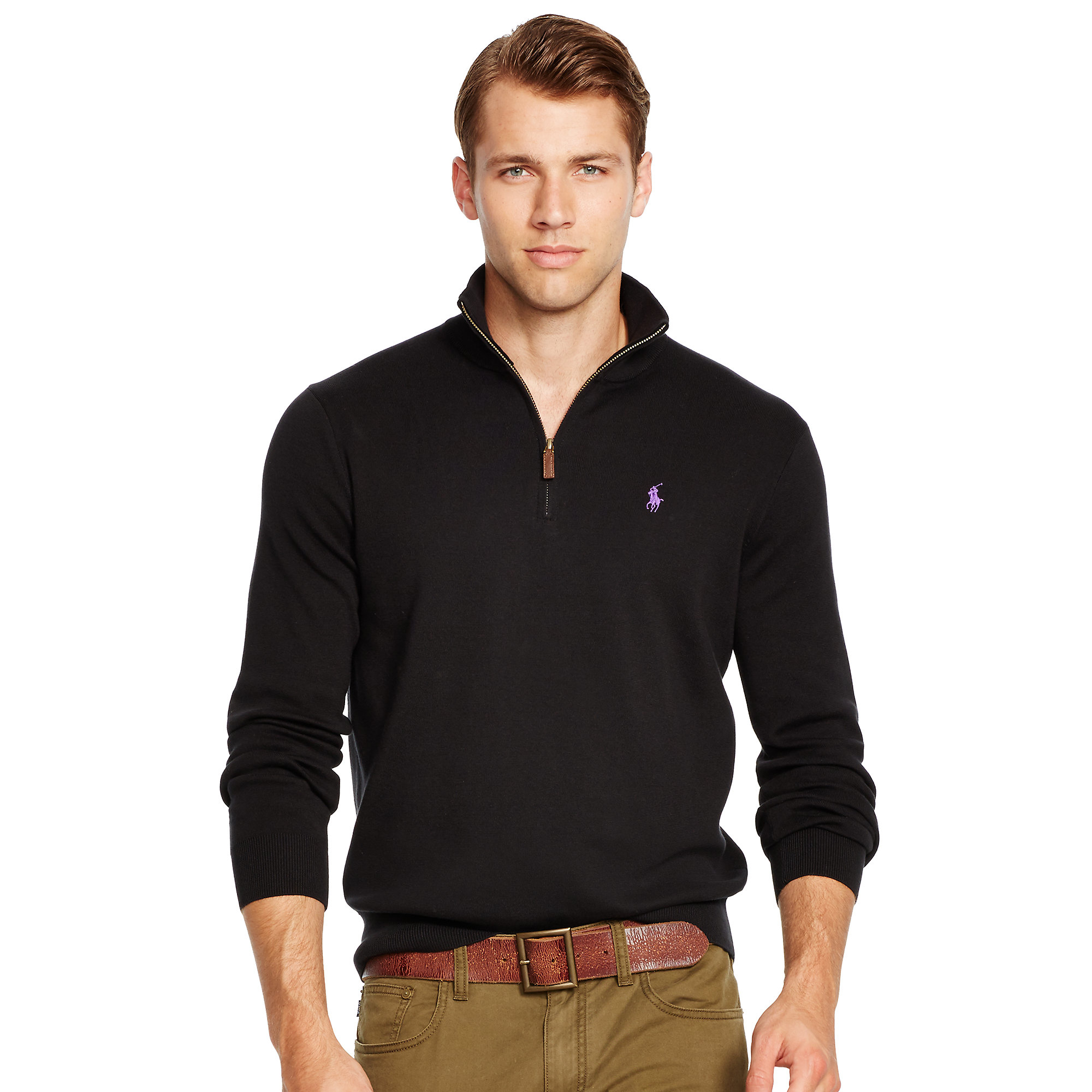 Polo Ralph Lauren Pima Cotton Half-zip Sweater in Black for Men (polo ...