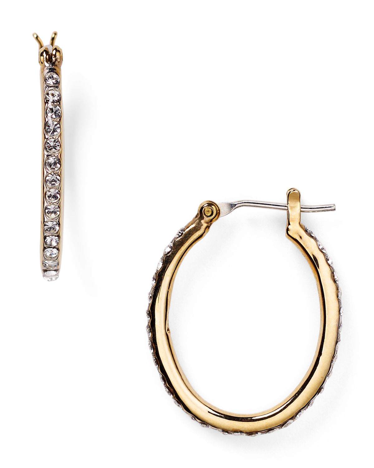 Lyst Lauren By Ralph Lauren Small Pavé Oval Hoop Earrings in Metallic
