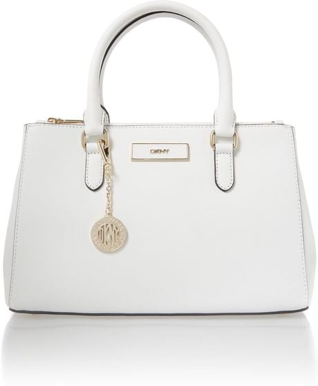 Dkny Saffiano White Small Tote Bag in White | Lyst