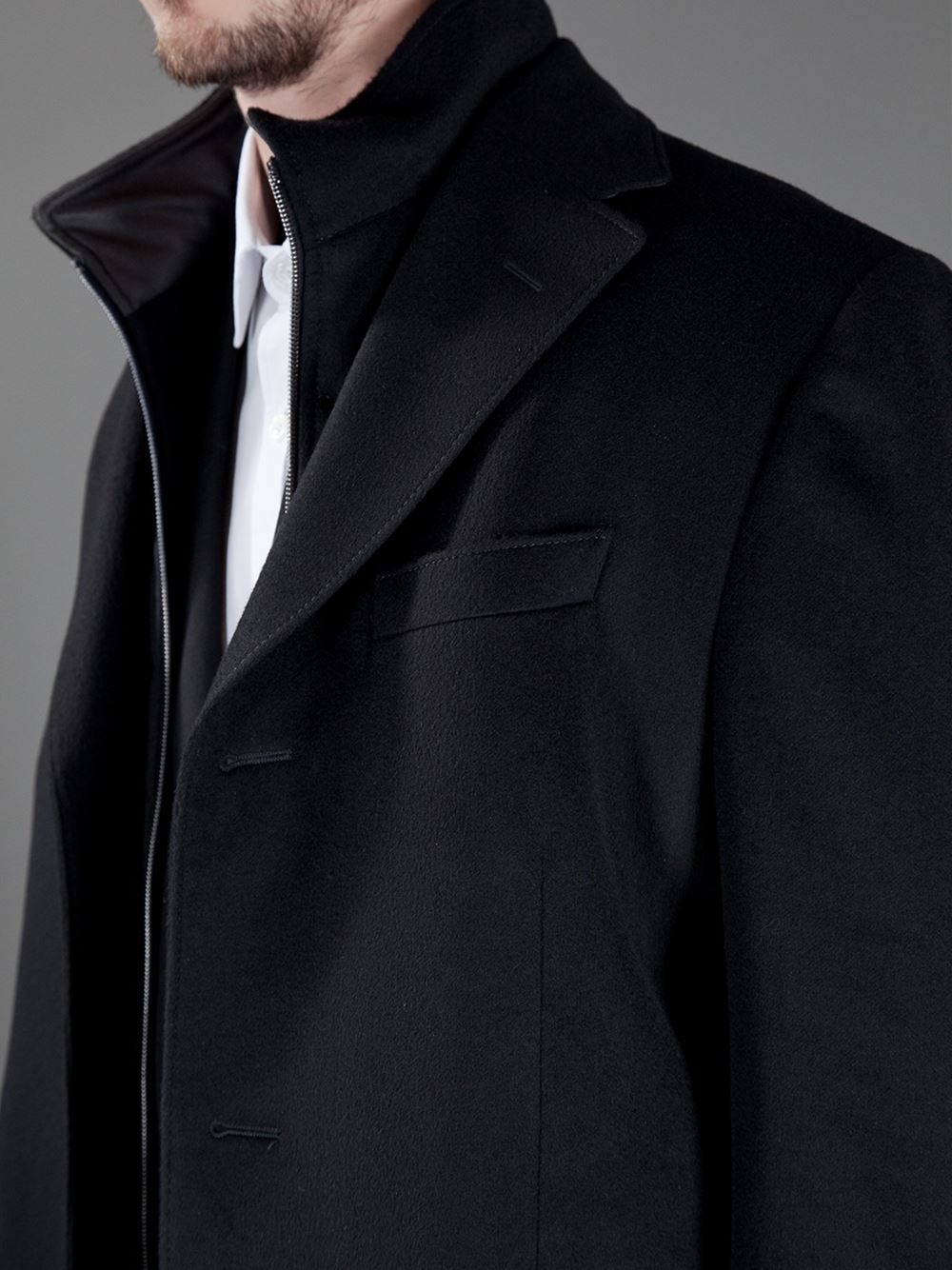 Lyst - Corneliani Singlebreasted Coat in Black for Men