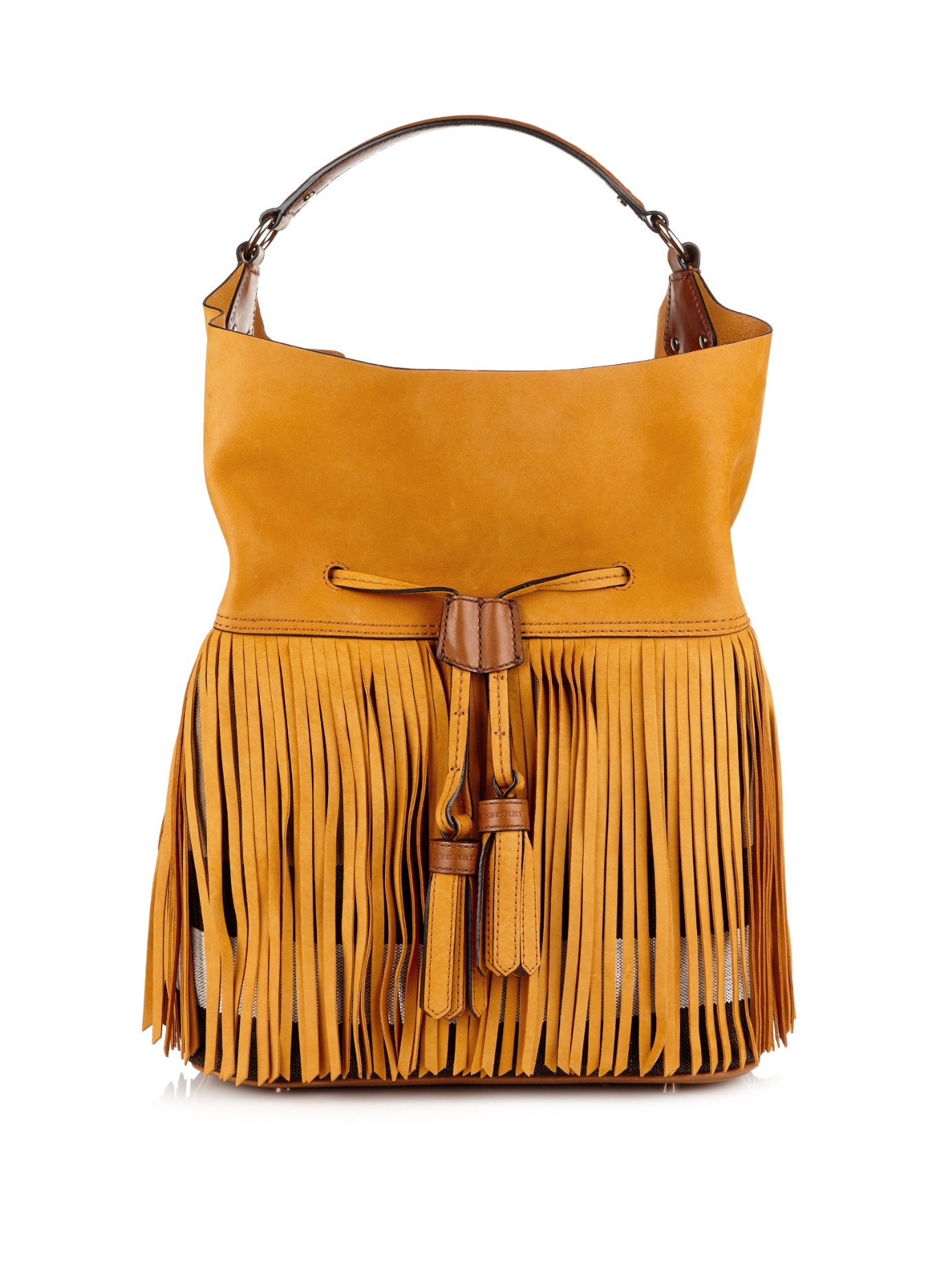 Burberry Susanna Large Fringed Canvas & Suede Shoulder Bag in Brown Lyst
