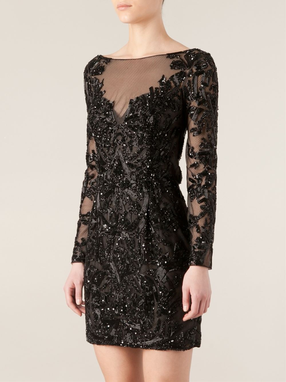 luscious looks embellished mesh mini dress