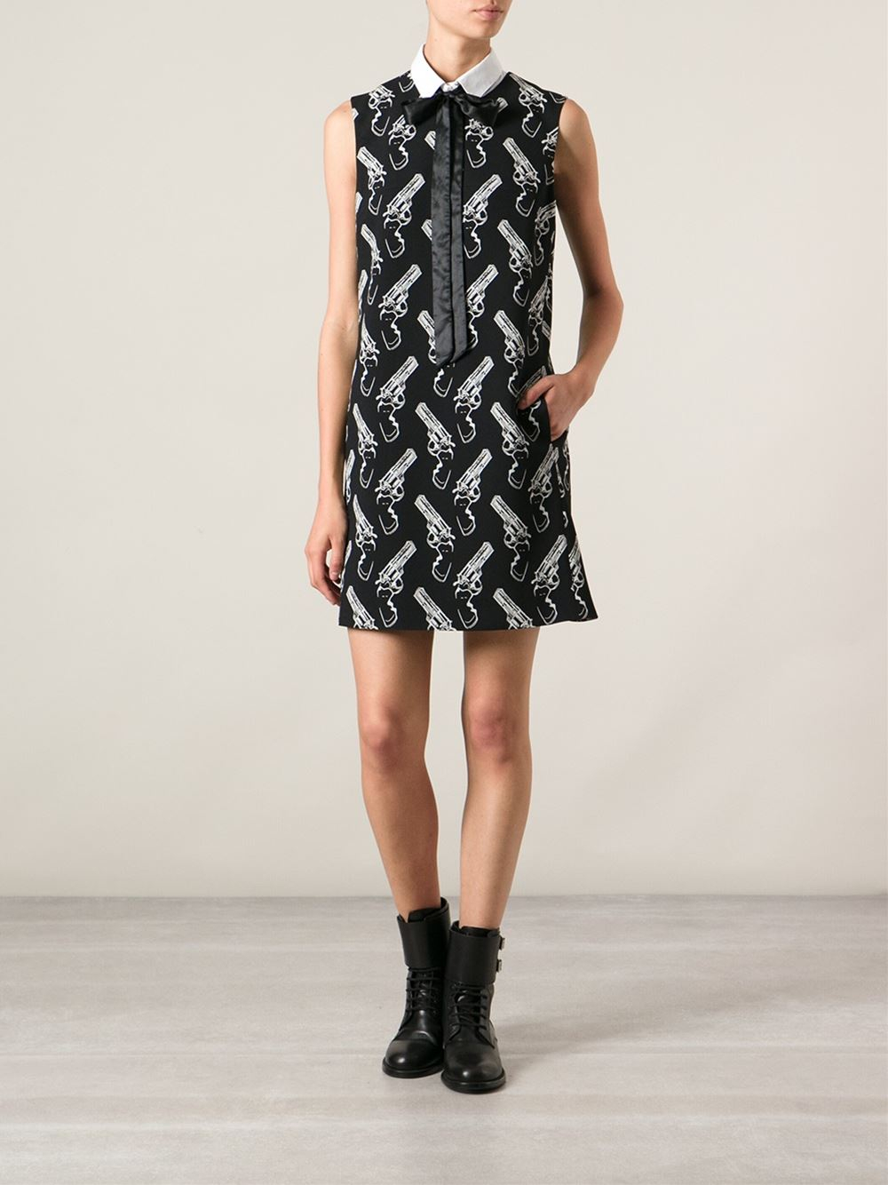 Saint laurent Short Gun Pop Dress in Black Lyst