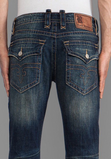 dark blue rock revival jeans