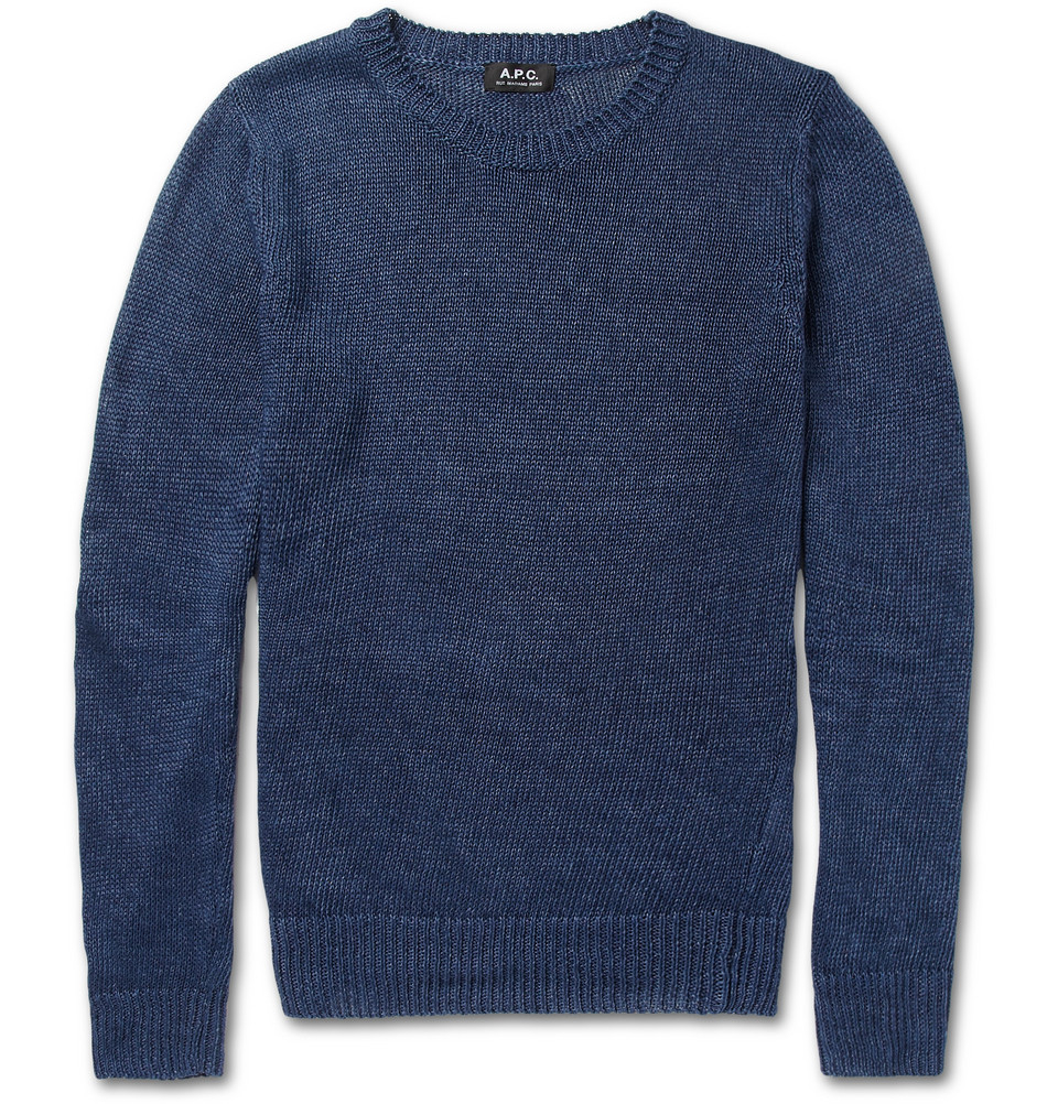 A.p.c. Knitted Linen Sweater in Blue for Men (DARK NAVY) - Save 50% Lyst