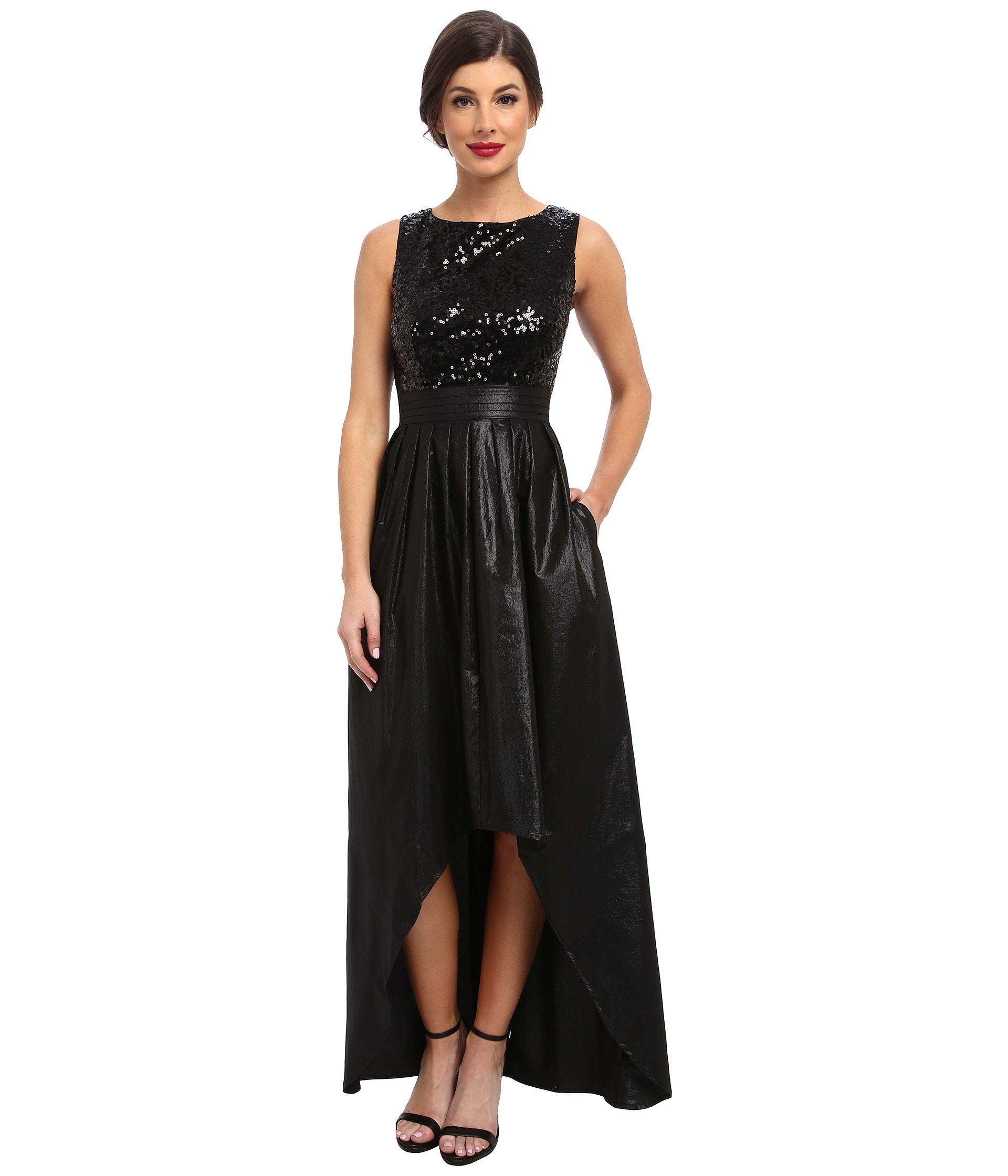 black sequin top dress