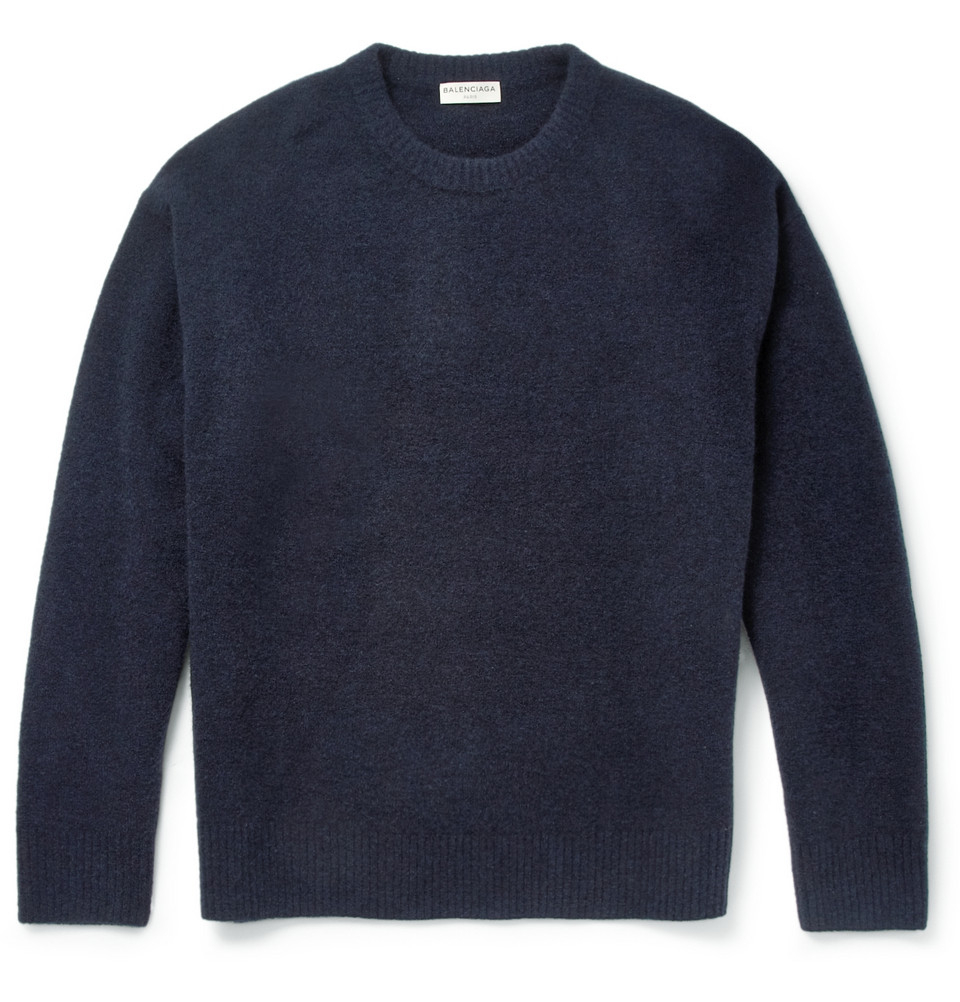 Balenciaga Knitted Wool and Yakblend Sweater in Blue for Men | Lyst