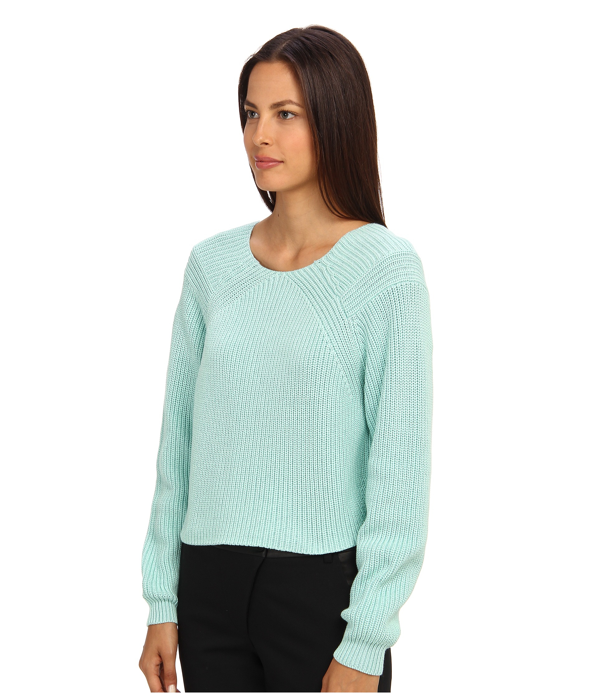 Tibi | Green Plaited Sweater Cropped Pullover | Lyst