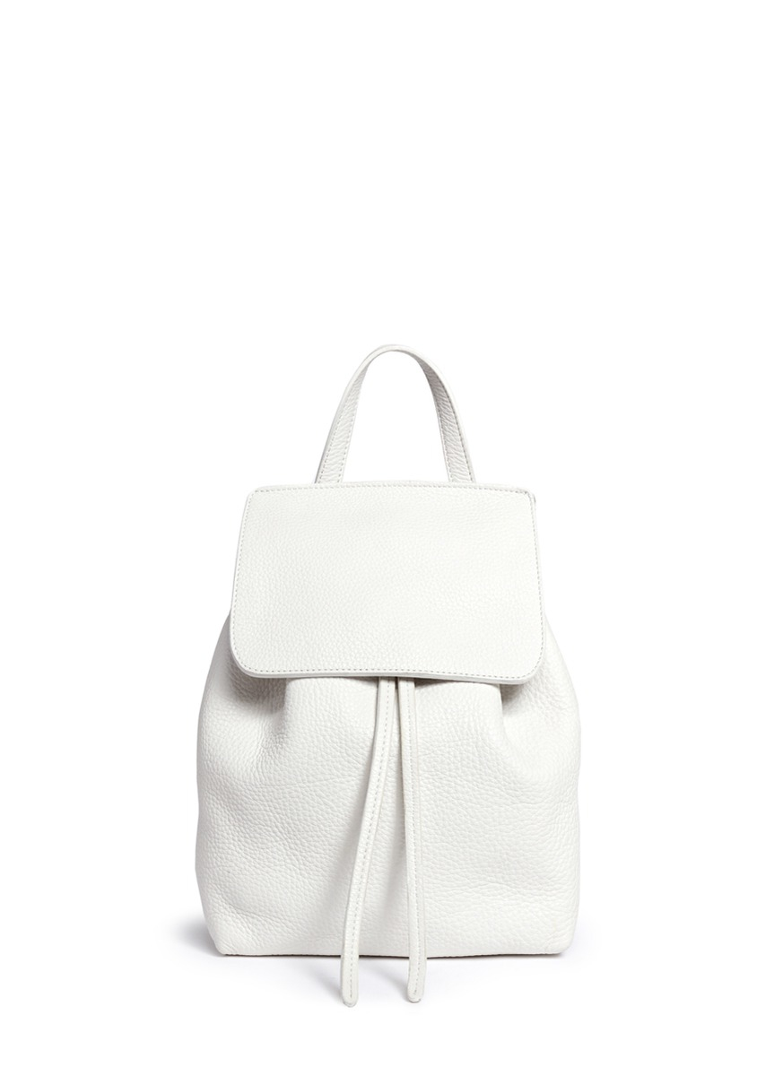 Mansur gavriel Mini Tumbled Leather Backpack in White | Lyst
