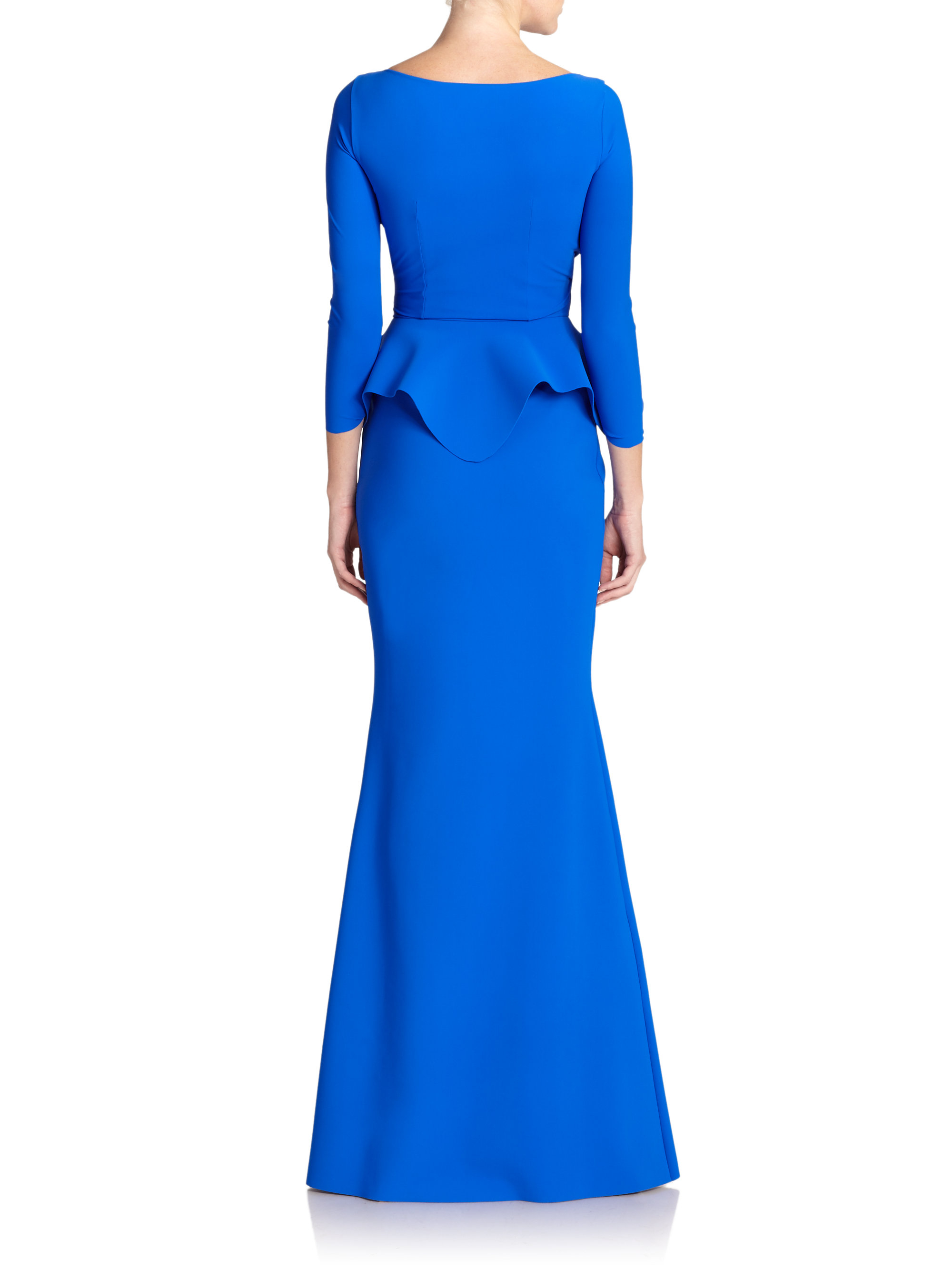 La petite robe di chiara boni V-neck Peplum Gown in Blue | Lyst