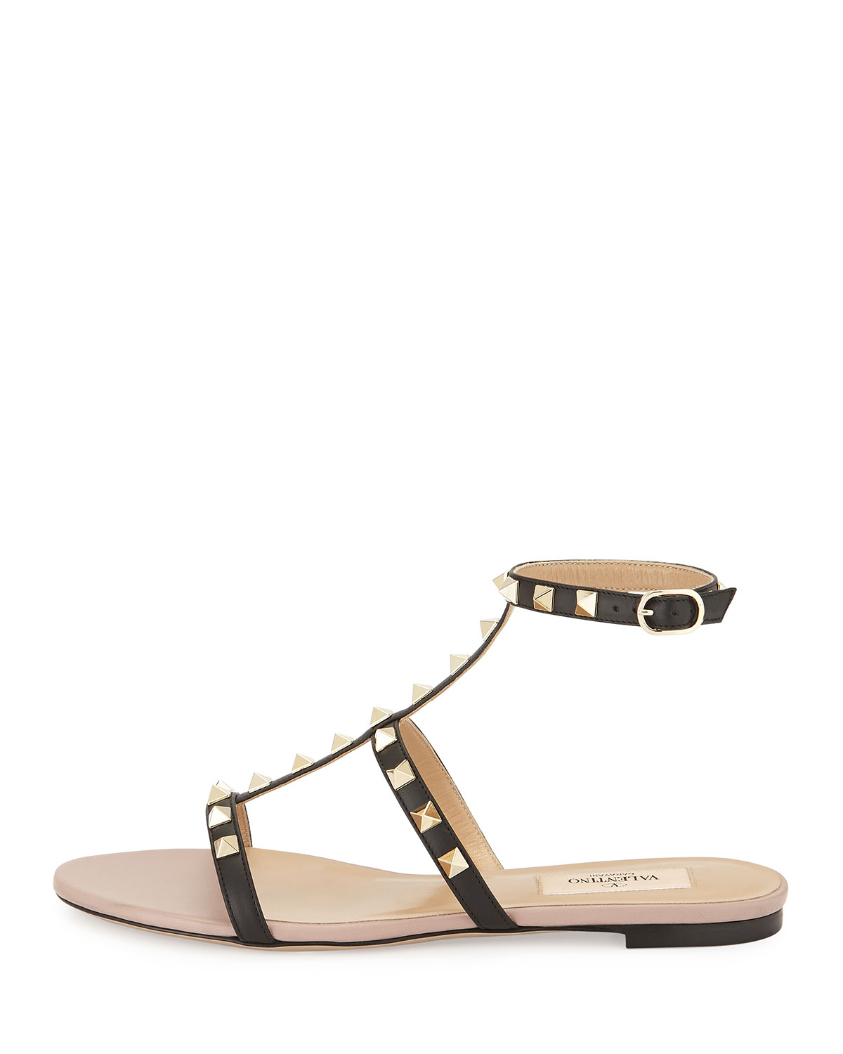 valentino black flat sandals