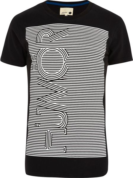 River Island Black Humor Stripe Print Tshirt in Black for Men | Lyst