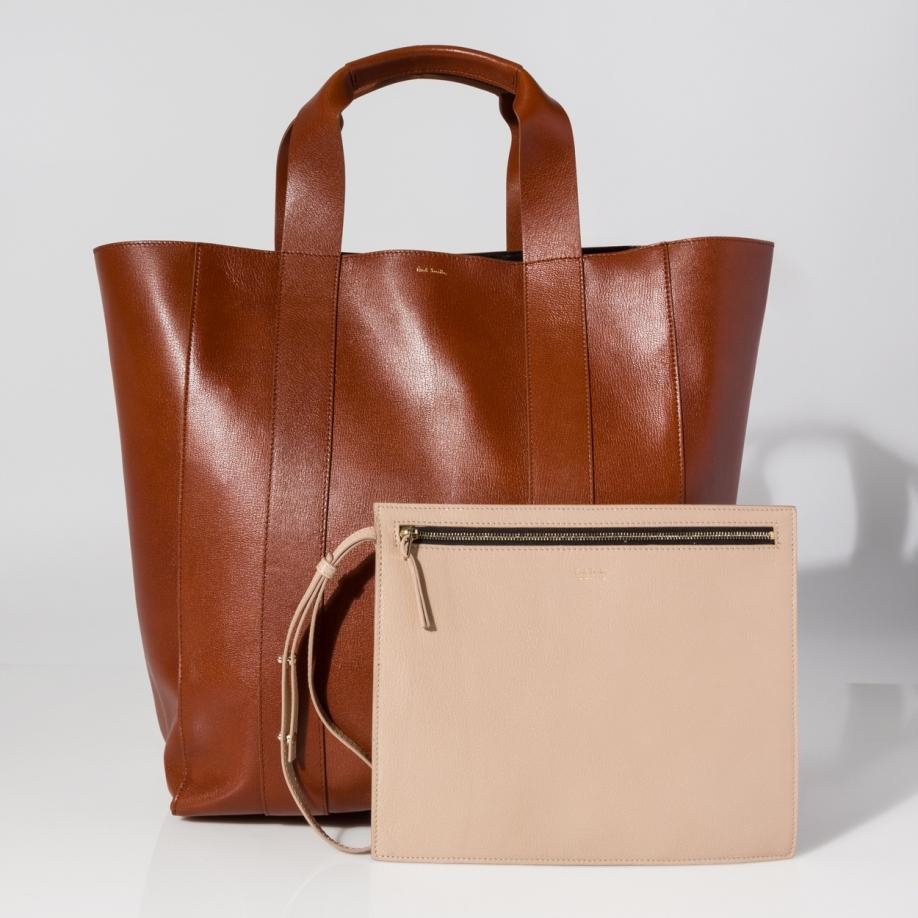 Lyst Paul Smith Women S Tan Leather Tote Bag With Removable Gallery