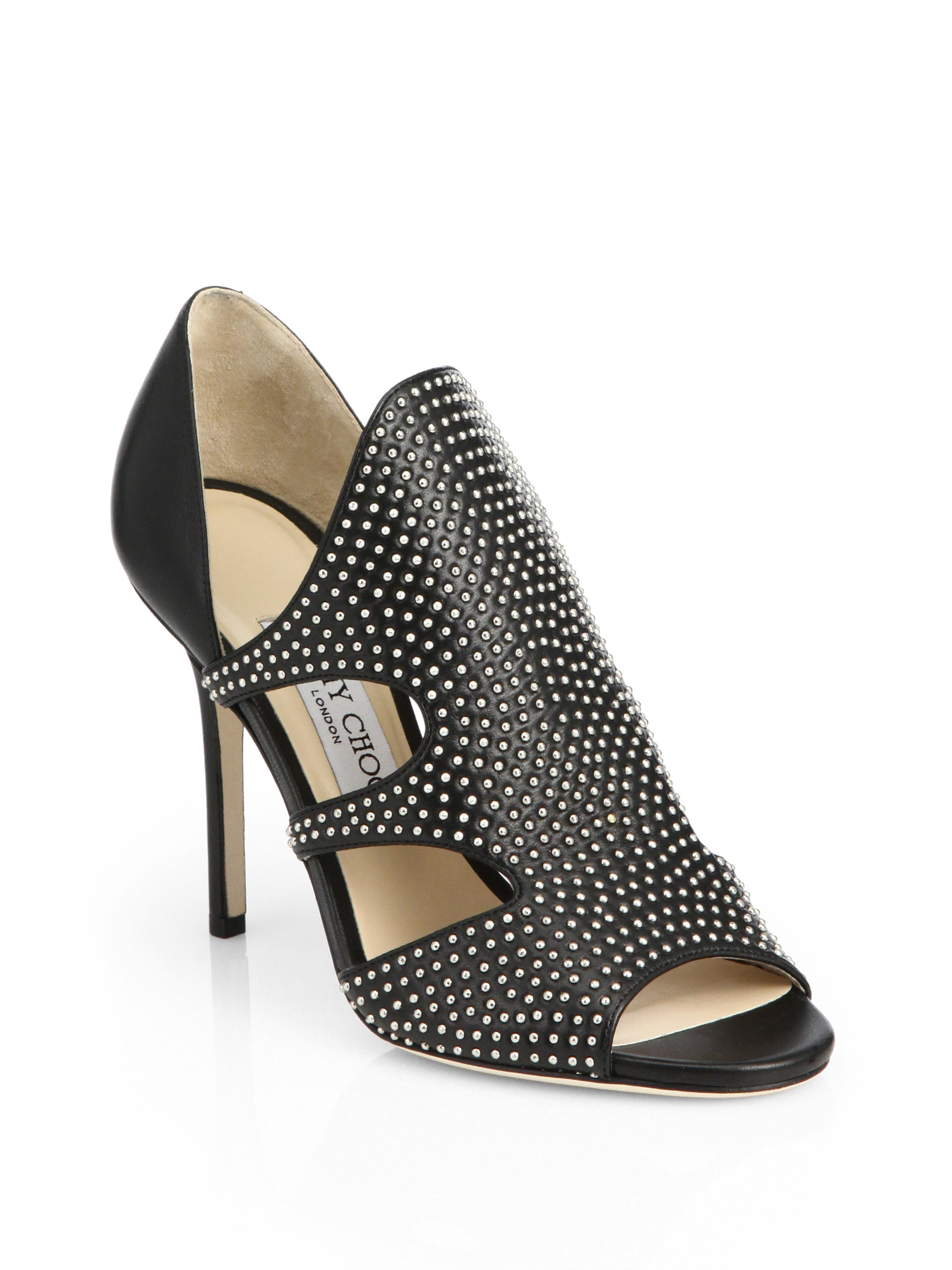 black studded sandals heels