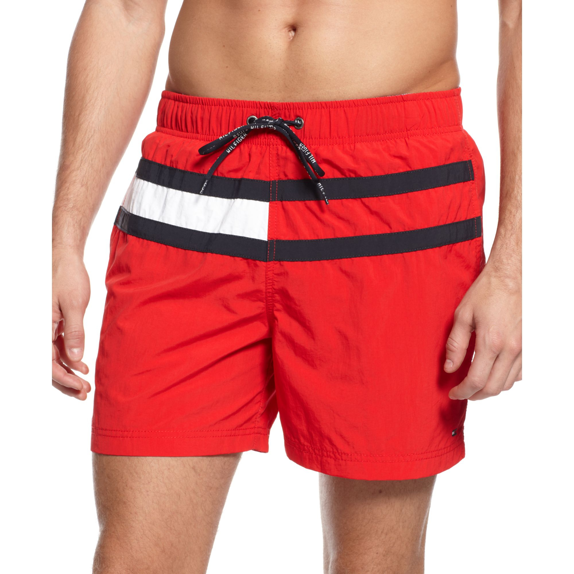 Tommy Hilfiger Flag Swim Trunks European Collection in Red for Men ...