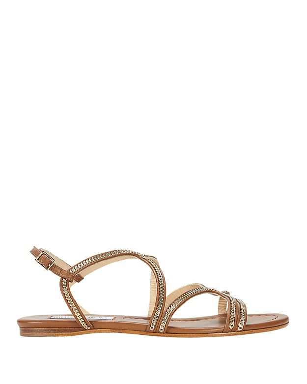 Lyst - Jimmy Choo Chain Detail Strappy Flat Sandal: Brown in Natural