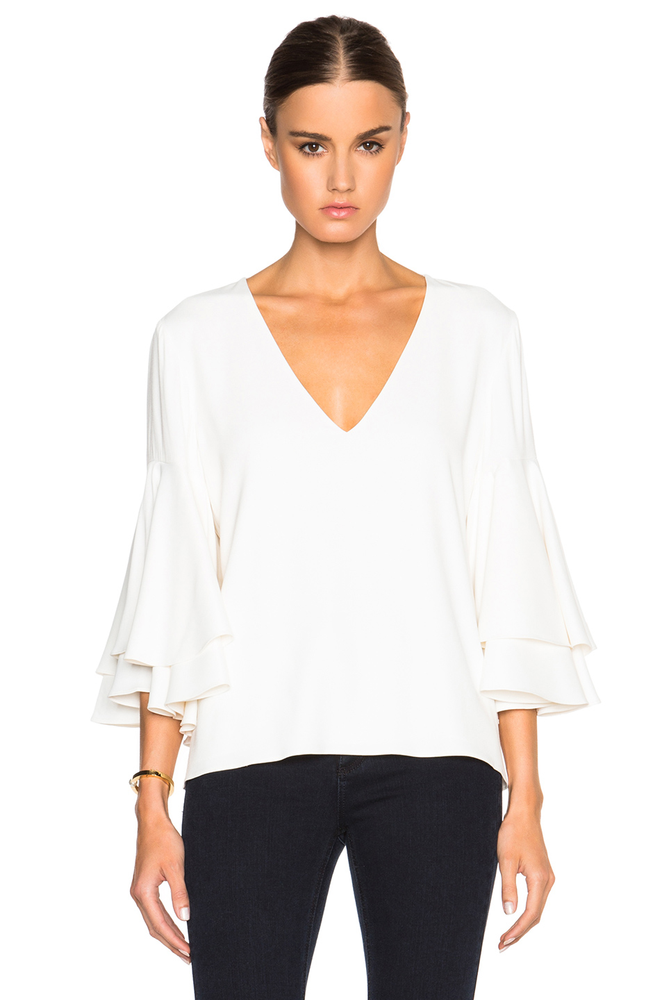 Lyst - Alexis Thor Ruffled Sleeve Blouse in White