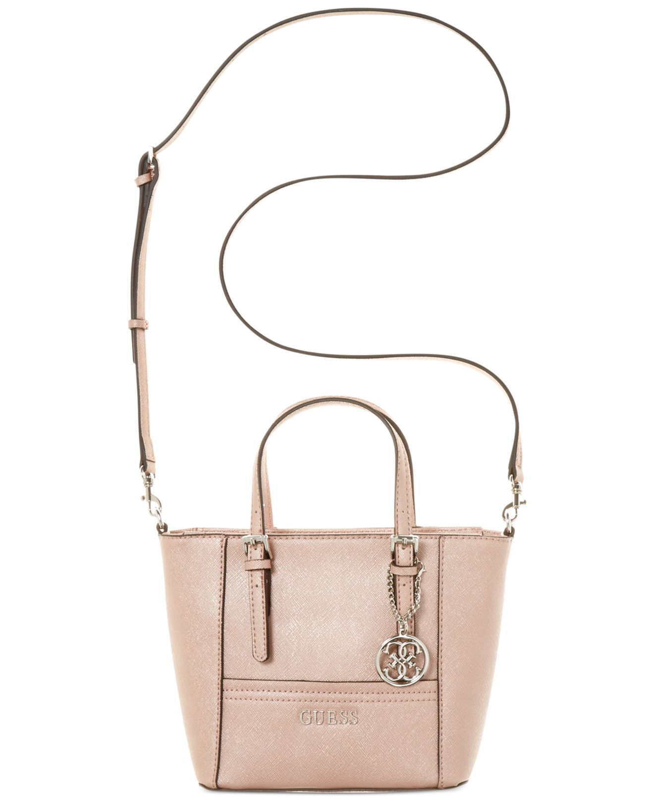 Lyst - Guess Delaney Petite Tote With Crossbody Strap in Pink