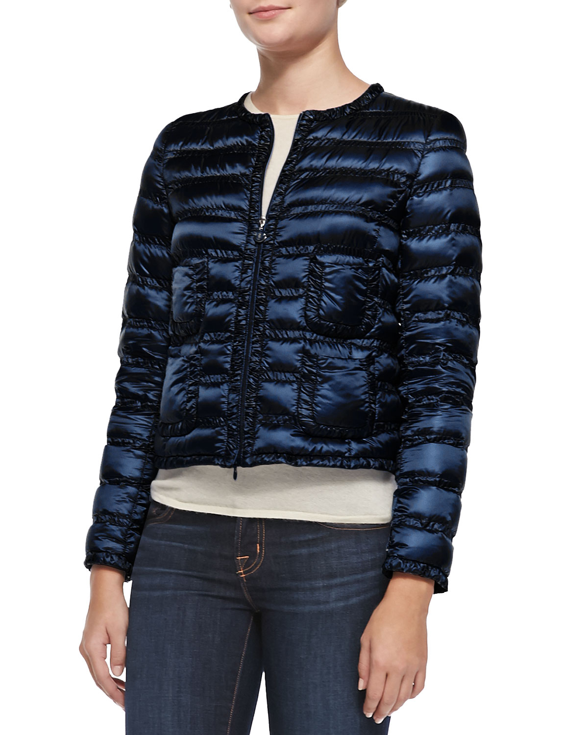 Moncler Lissy Short Quilted Jacket in Blue | Lyst