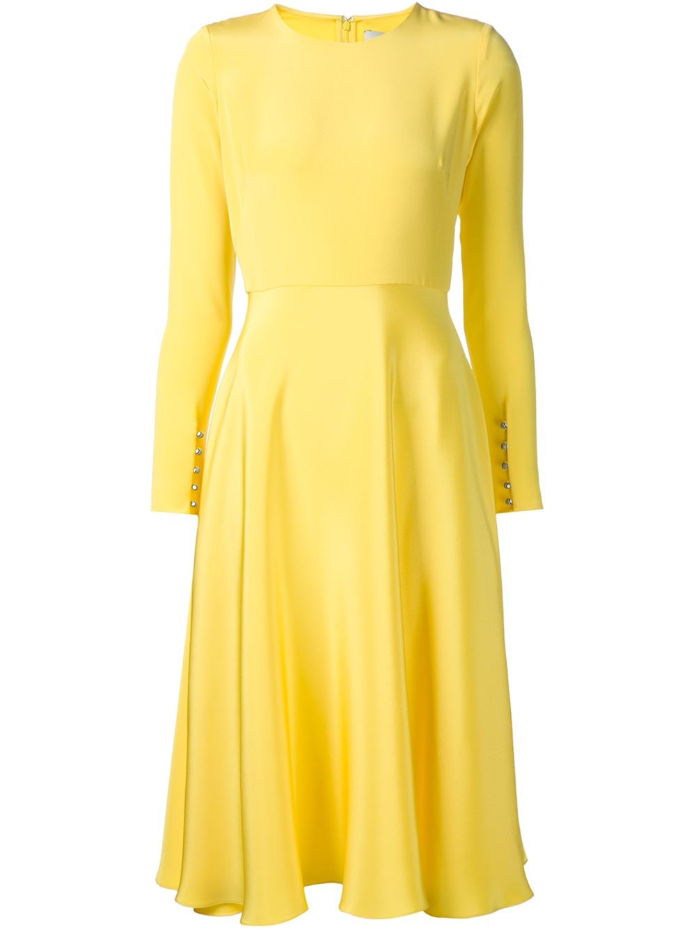 Novis Flared Long Sleeve Dress in Yellow | Lyst