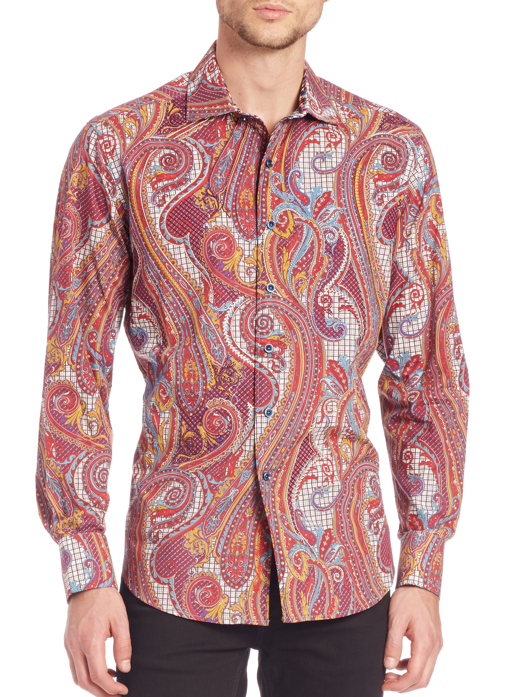 burgundy paisley shirt