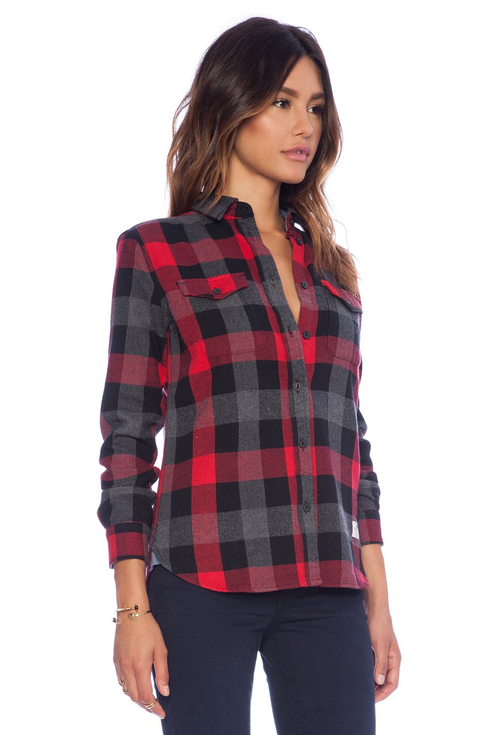 black and white buffalo plaid shirt women's