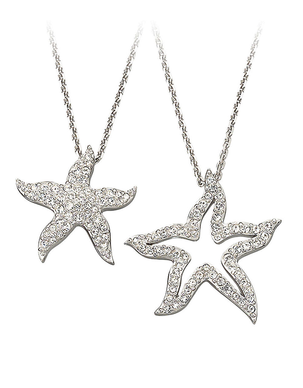 Lyst Swarovski Crystal Pavã© Double Starfish Pendant Necklace In Metallic