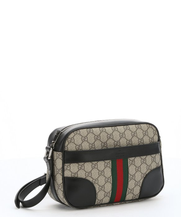 Gucci Ebony Gg Canvas And Black Leather Camera Case Crossbody in Black | Lyst