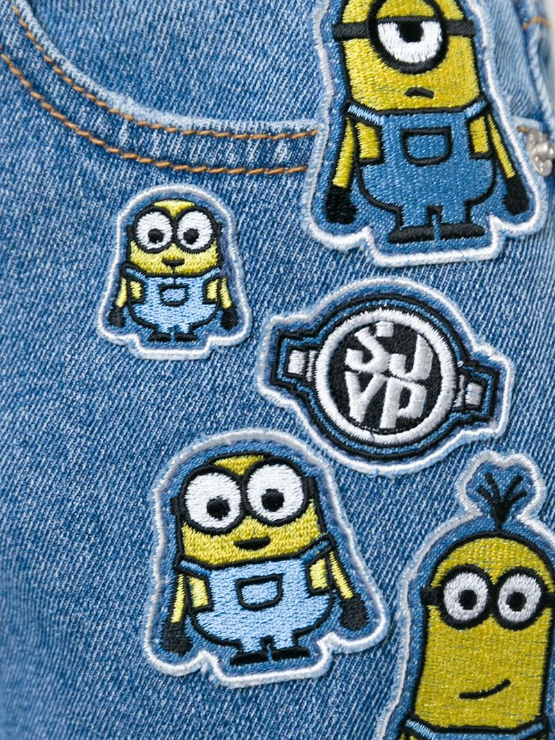 Lyst - Steve J & Yoni P Minions Patch Cropped Jeans in Blue