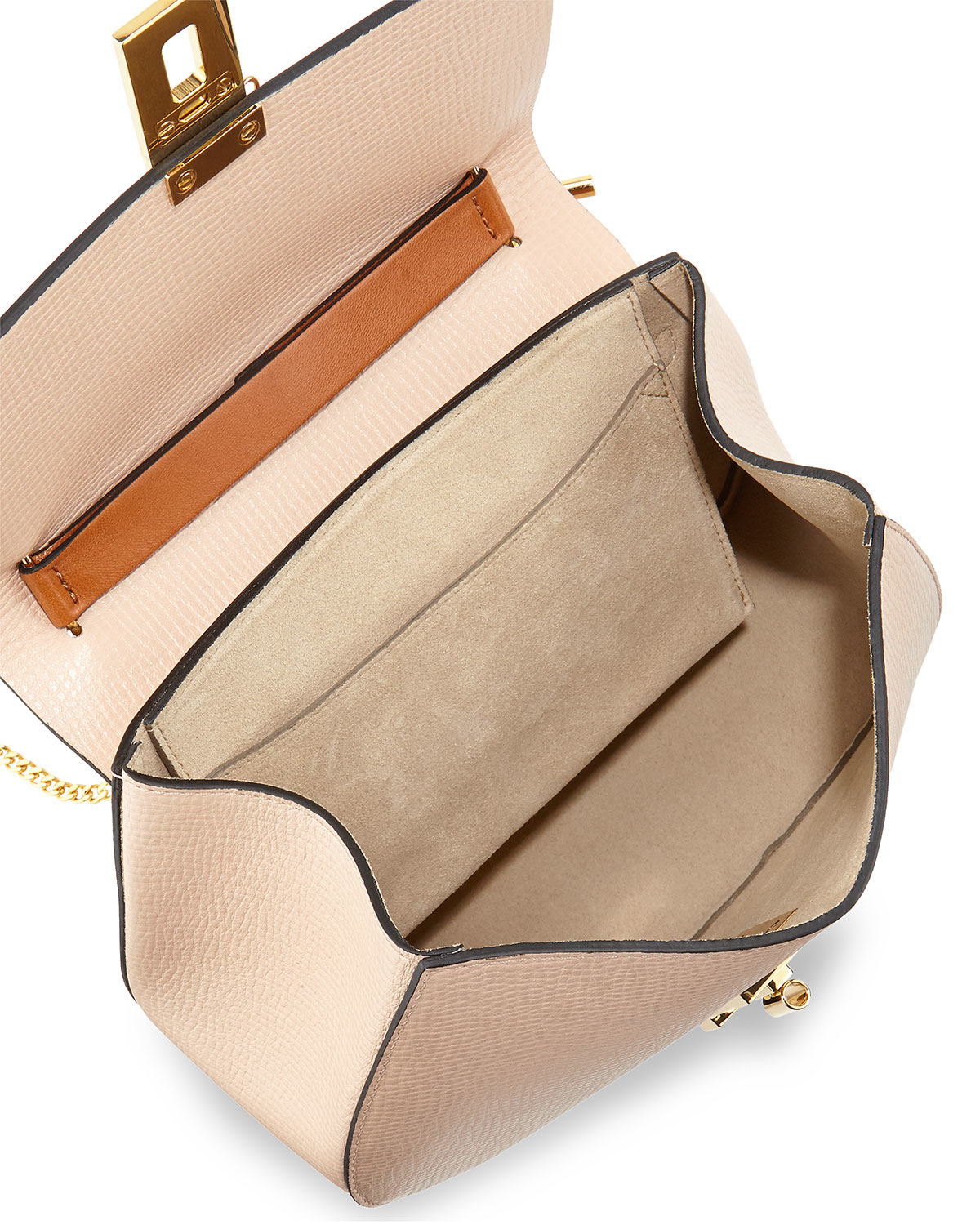 Chlo Drew Mini Color-Blocked Shoulder Bag in Brown (BEIGE/CARAMEL ...