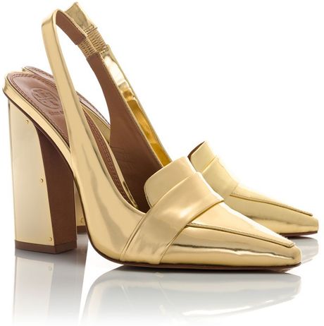 Tory Burch Sadie Metallic High Heel Slingback in Gold (PLATINUM) | Lyst