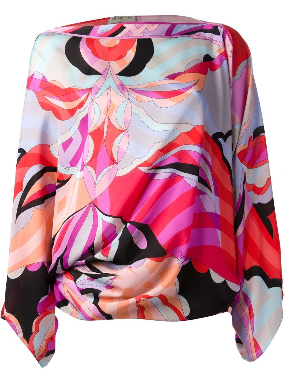 Emilio pucci Metallic Printed Silk and Lurex Blouse in Blue | Lyst