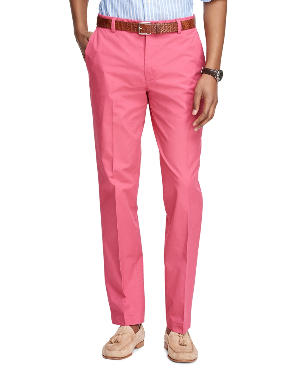 Brooks Brothers Milano Fit Supima® Cotton Poplin Pants in Pink for Men ...
