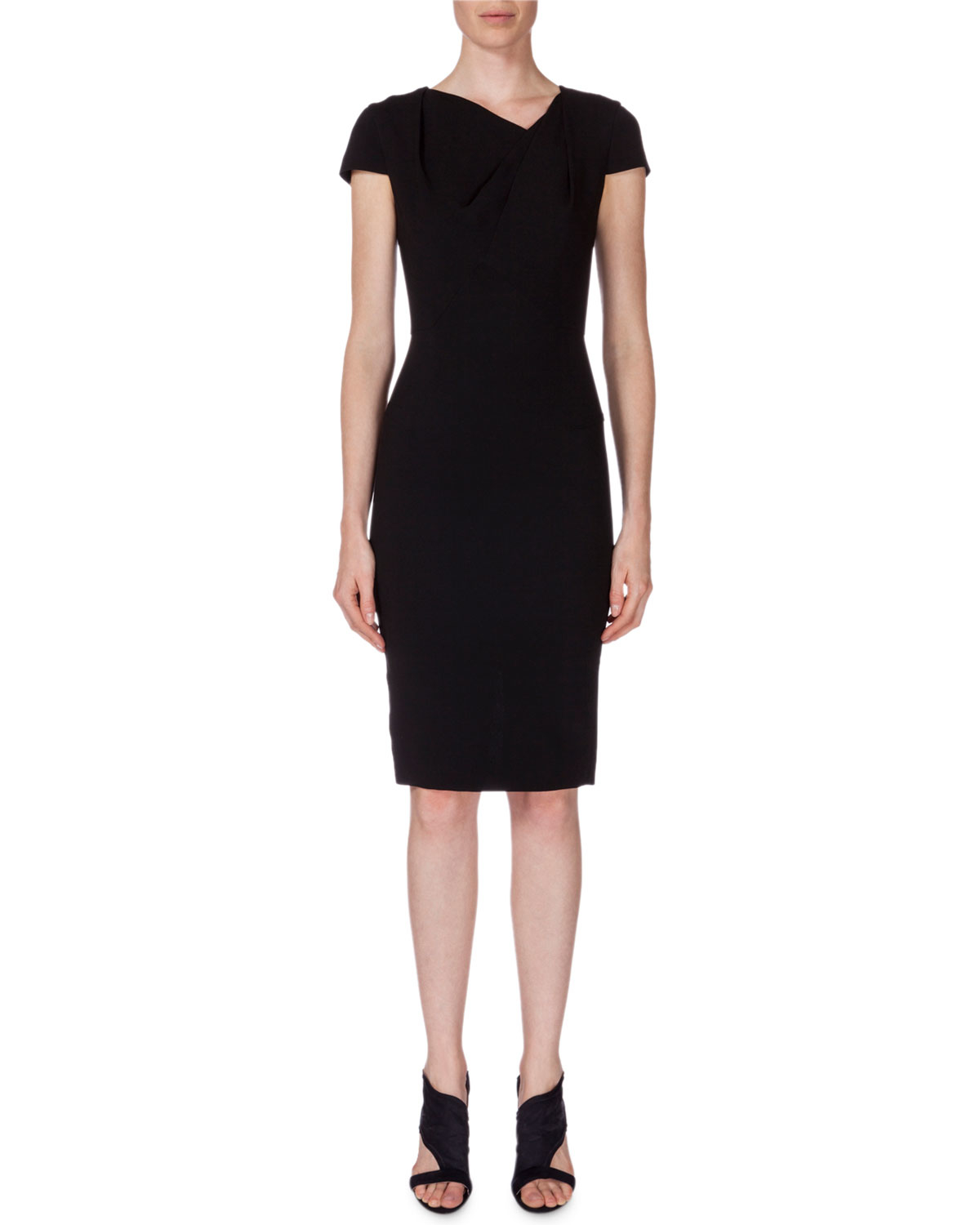 Roland mouret Gylia V-neck Sheath Dress in Black | Lyst