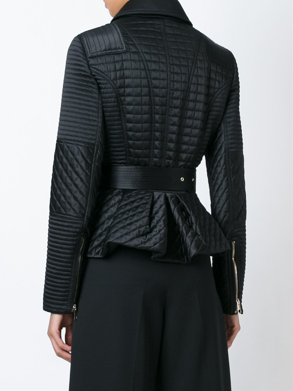 Burberry Quilted Belted Jacket in Black | Lyst