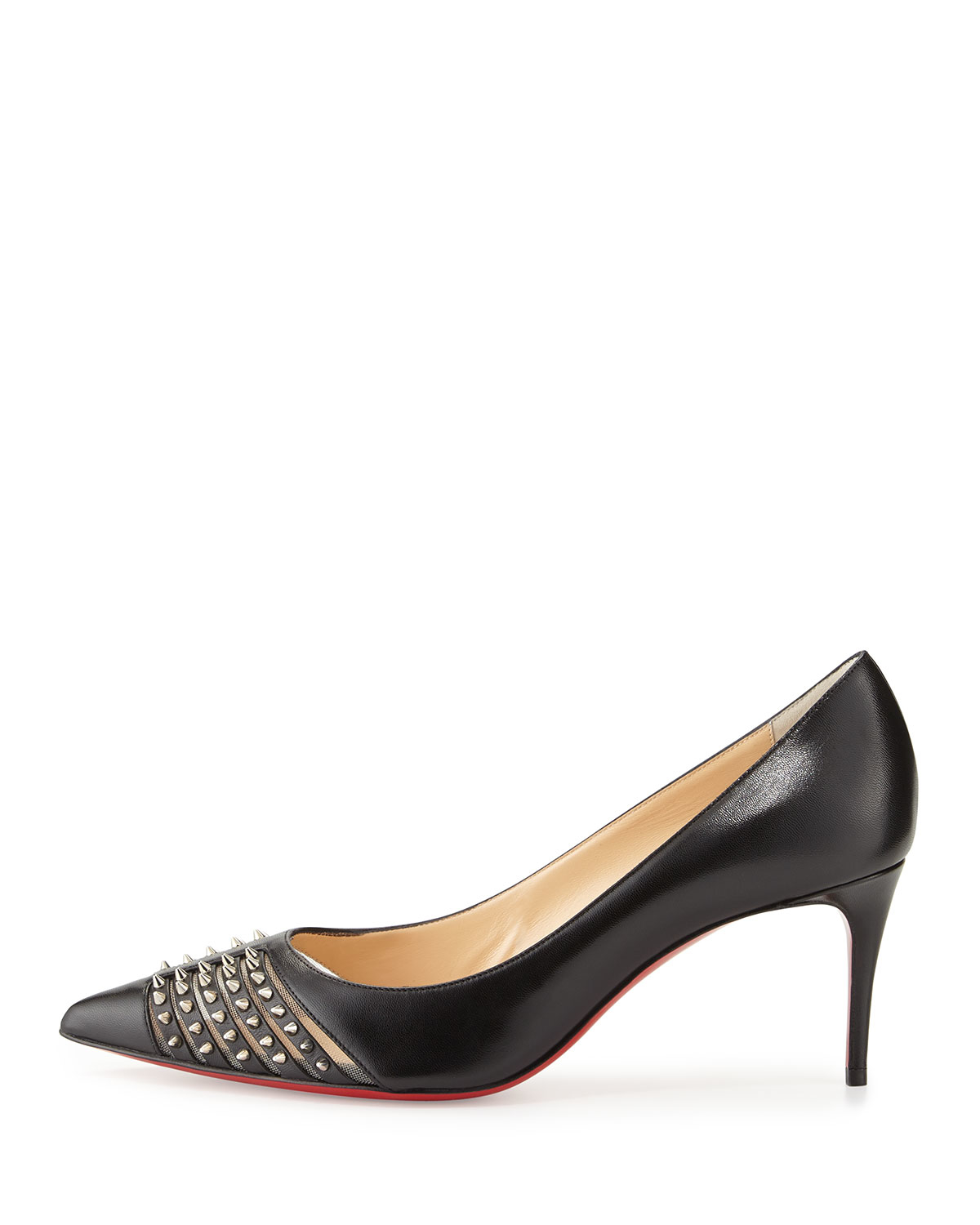 Christian louboutin Baretta Studded Low-heel Red Sole Pump in ...