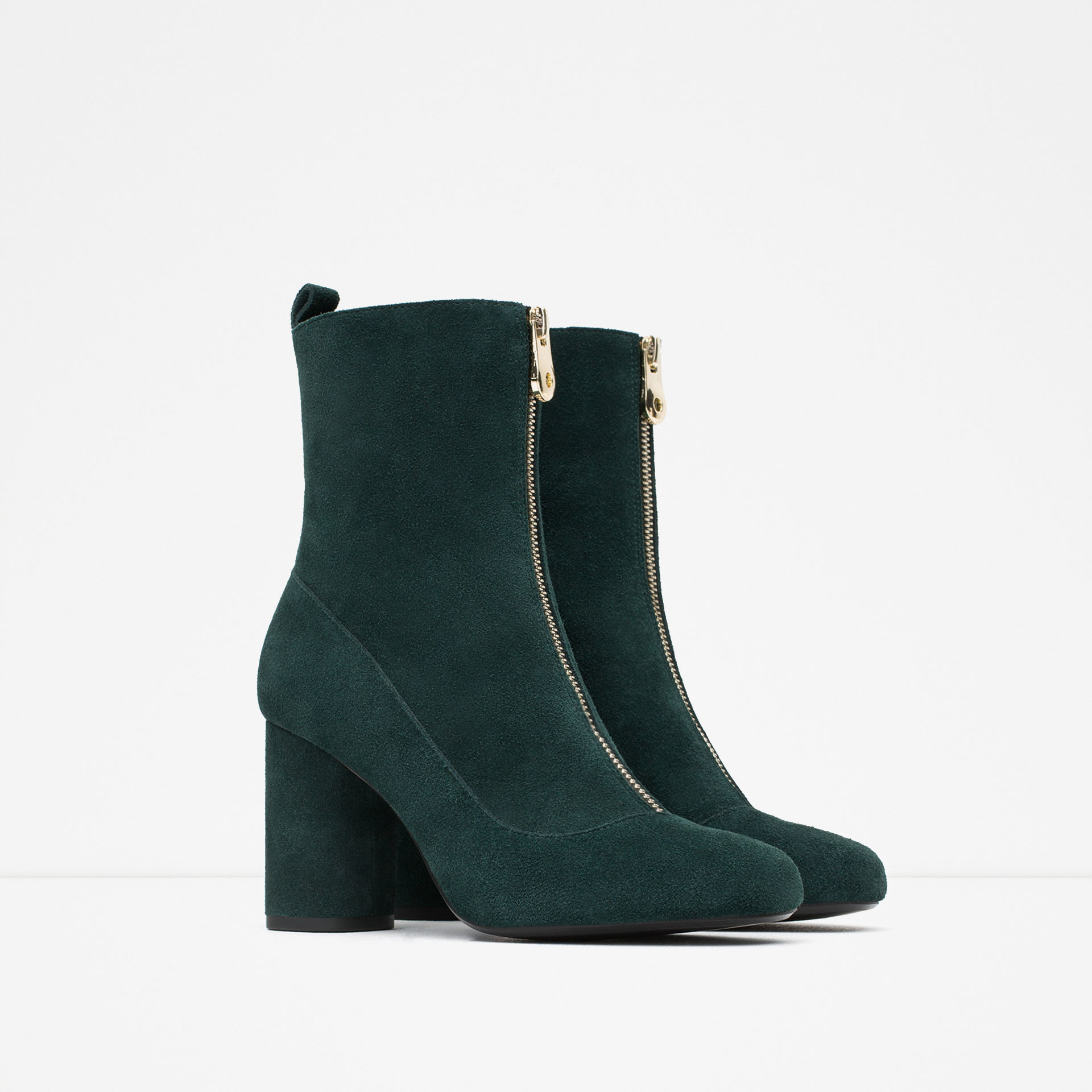 ankle high heel boots with zip Leather Boot High Lyst in Zara Green Heel Ankle Zip   With