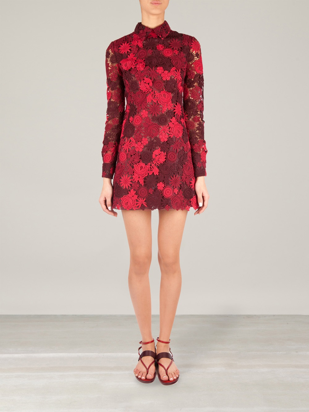 Lyst - Valentino Floral Macrame Dress in Red