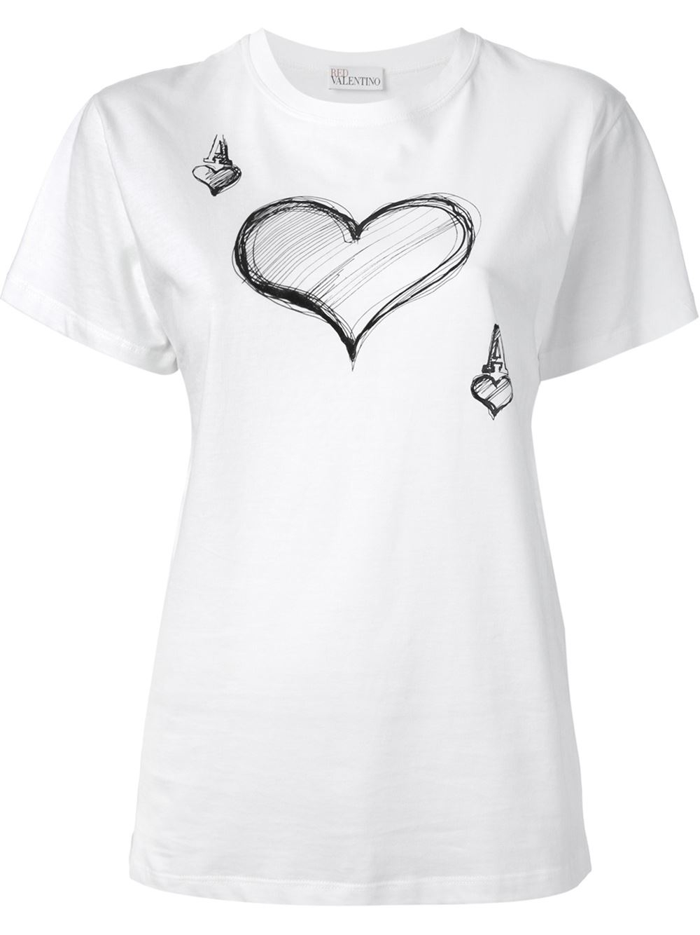 Red valentino Heart Print Tshirt in White | Lyst