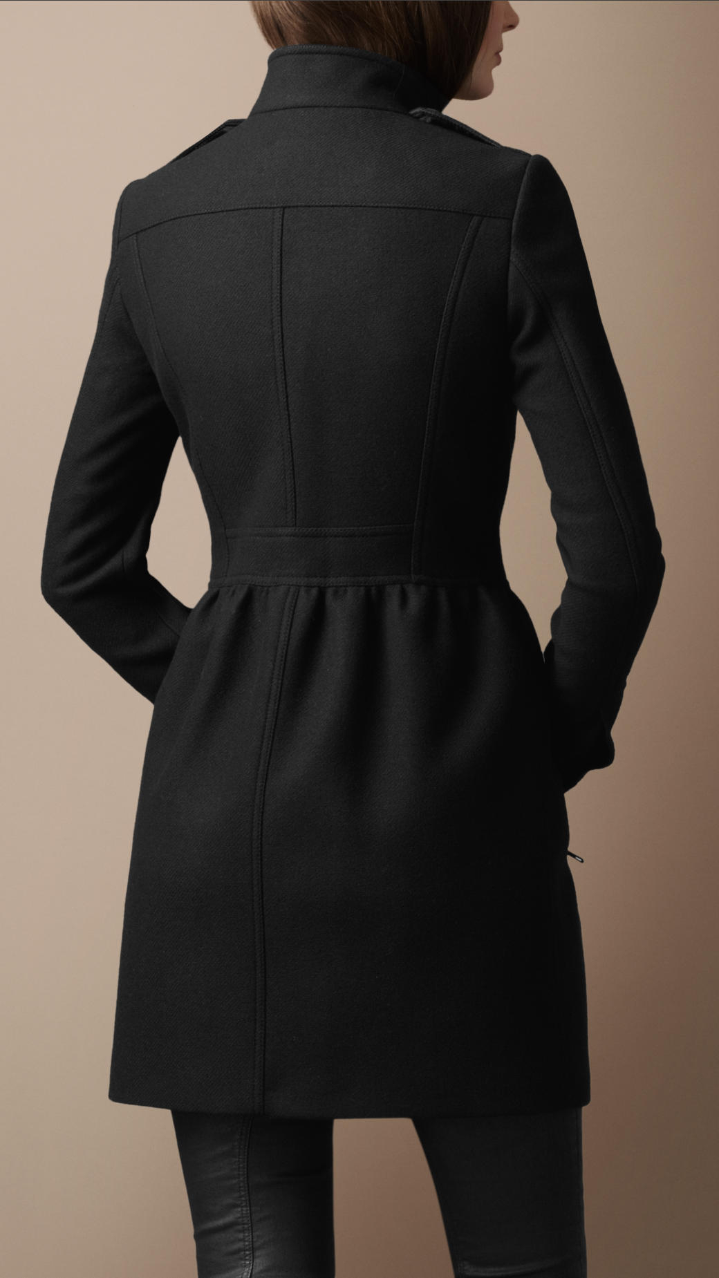 Lyst - Burberry Brit Wool Twill Dress Coat in Black