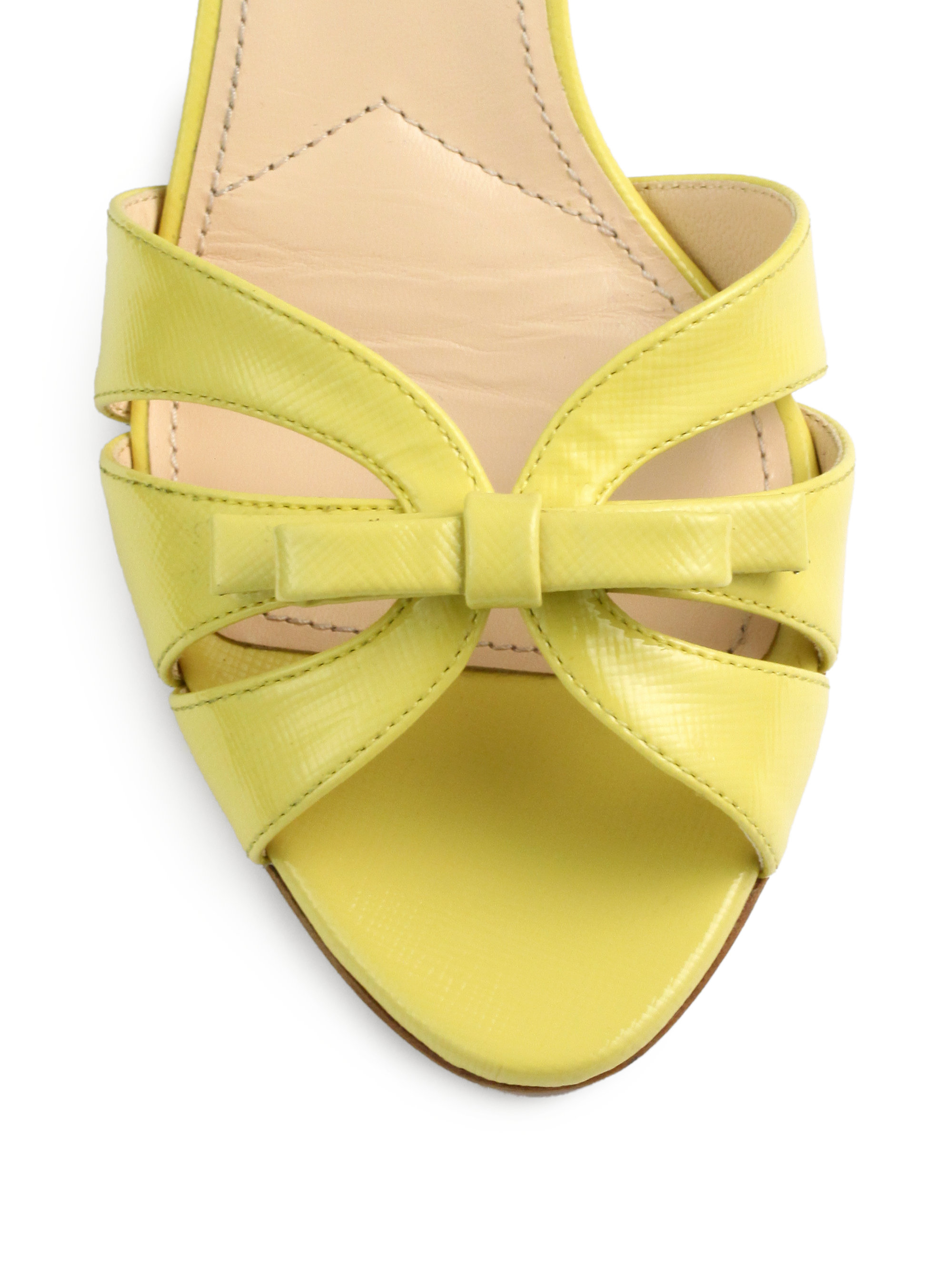 Prada Saffiano Patent Leather Butterfly Slides in Yellow (ANANAS ...  