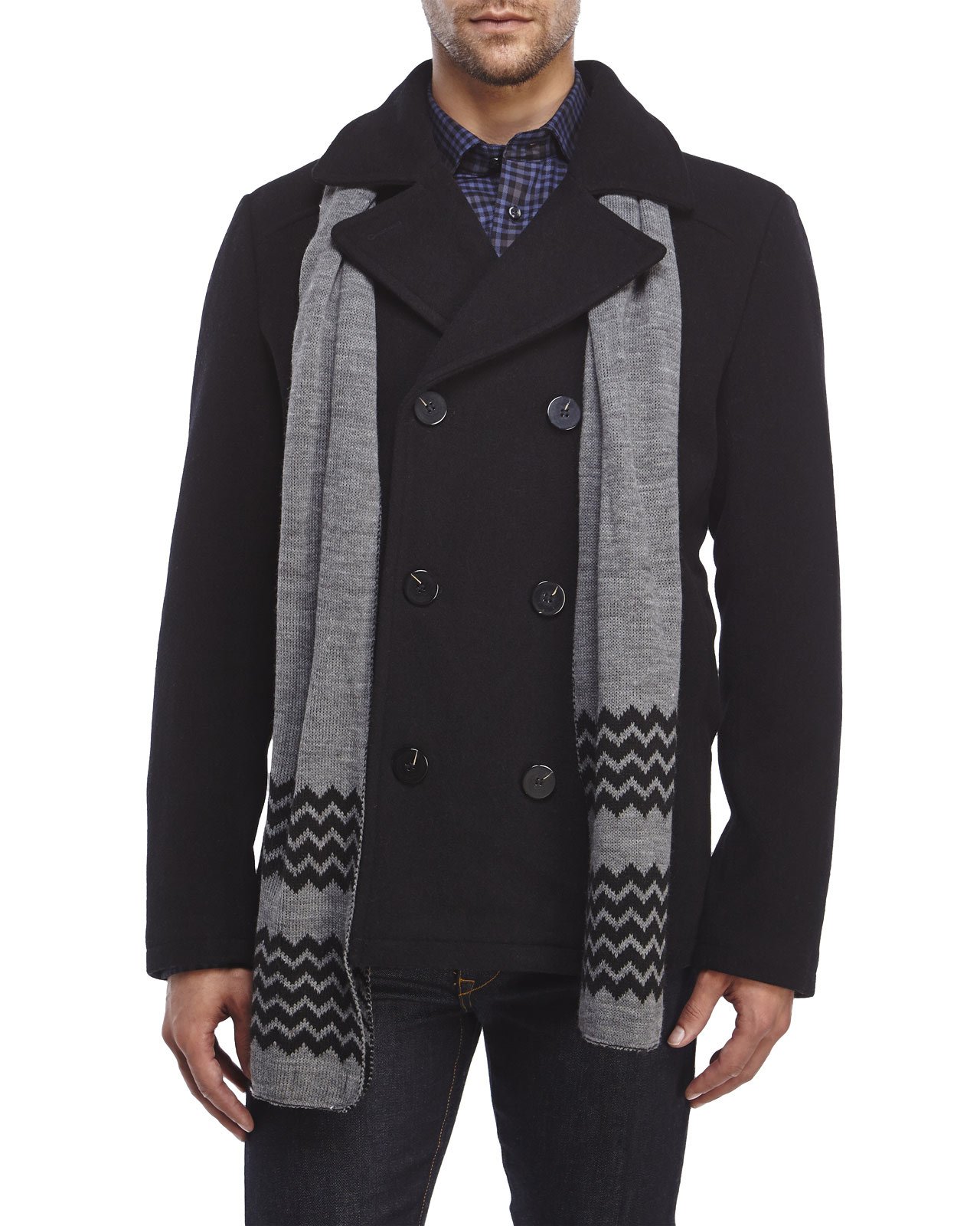 Lyst - Kenneth Cole Reaction Double-Breasted Scarf Coat in Black for Men