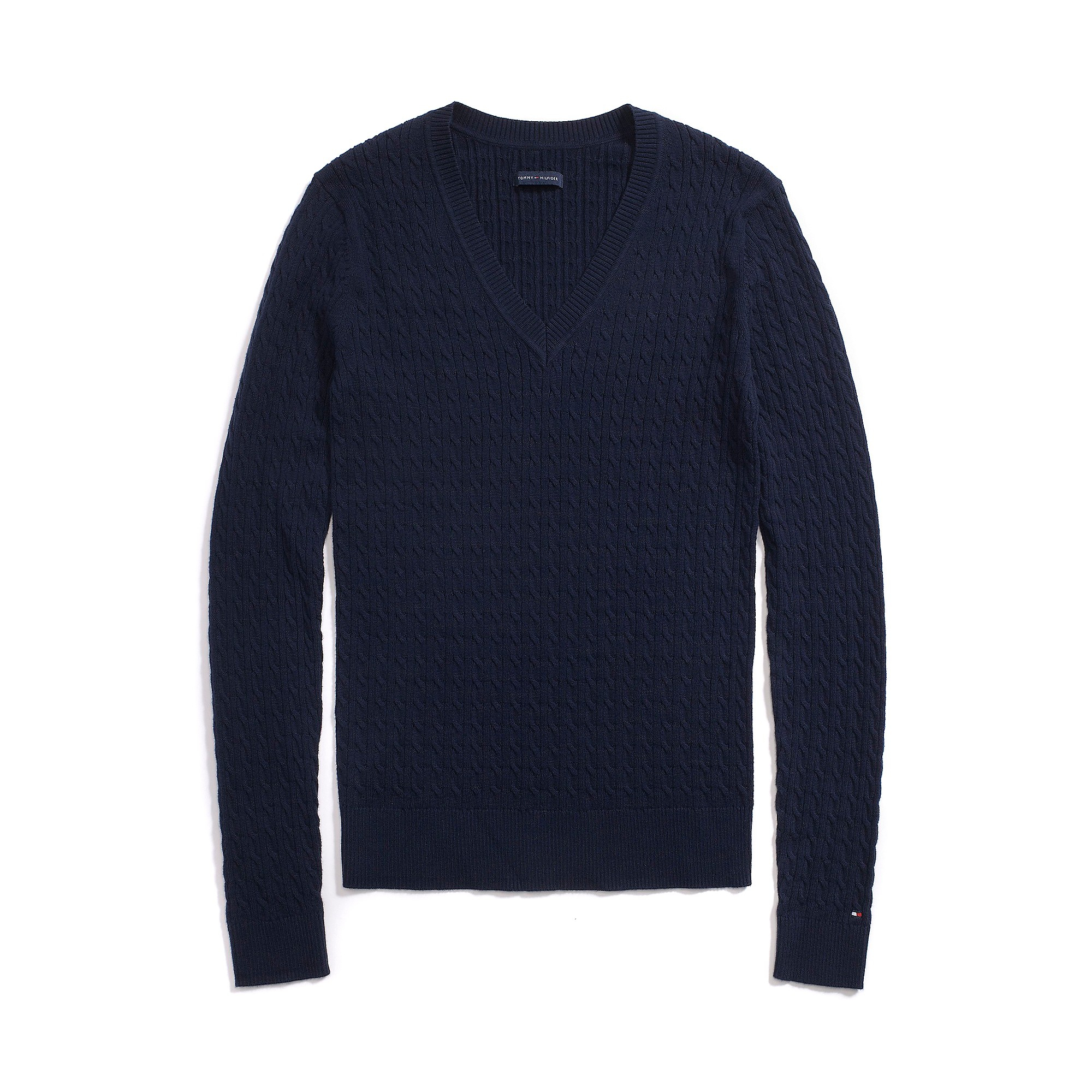 Tommy Hilfiger Classic Vneck Cable Knit Sweater in Blue for Men