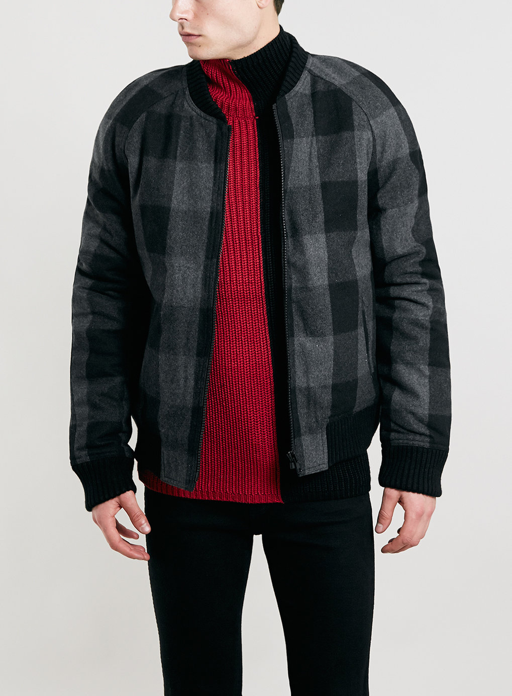 Lac Villain Bk And Grey Check Bomber Jacket* in Black for Men  Lyst