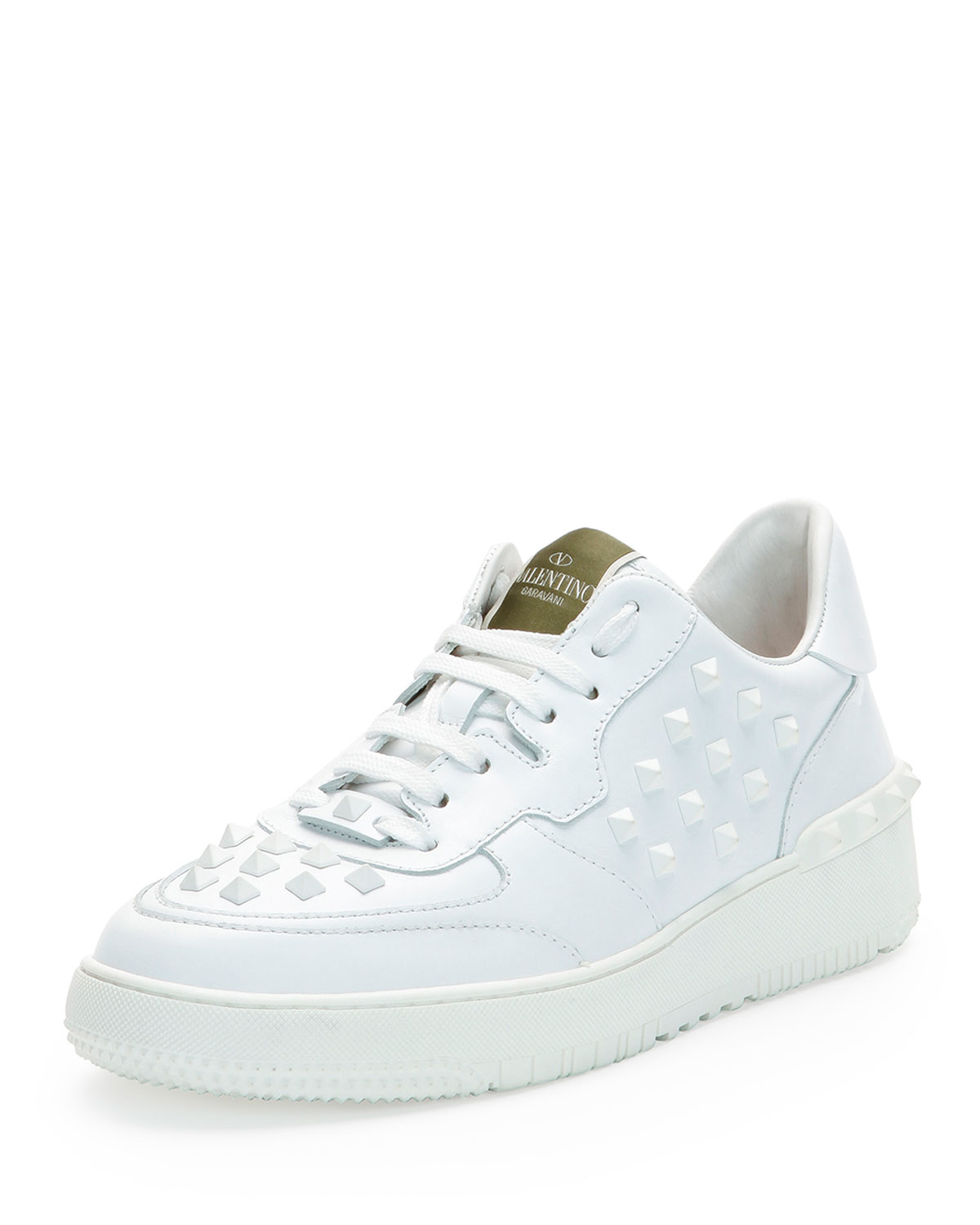 Lyst - Valentino Rock Be Studded Low-Top Sneakers in White for Men