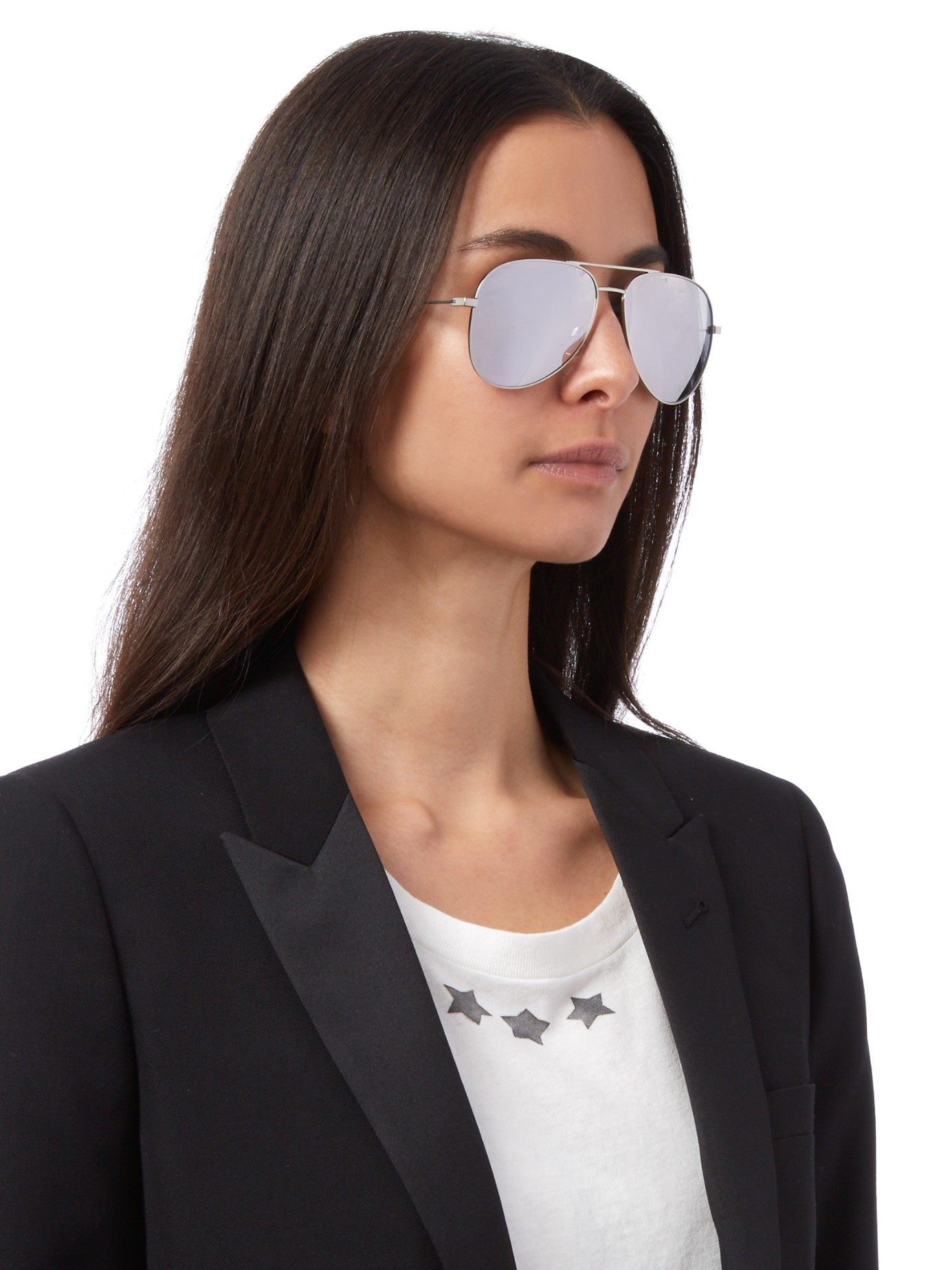 Lyst Saint Lau Mirrored Aviator Sunglasses In Metallic Gallery