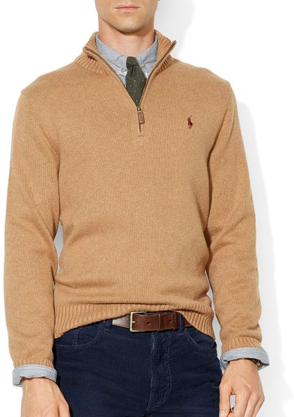 Ralph Lauren Half-Zip Mockneck Sweater in Beige for Men (Nubuck Heather ...